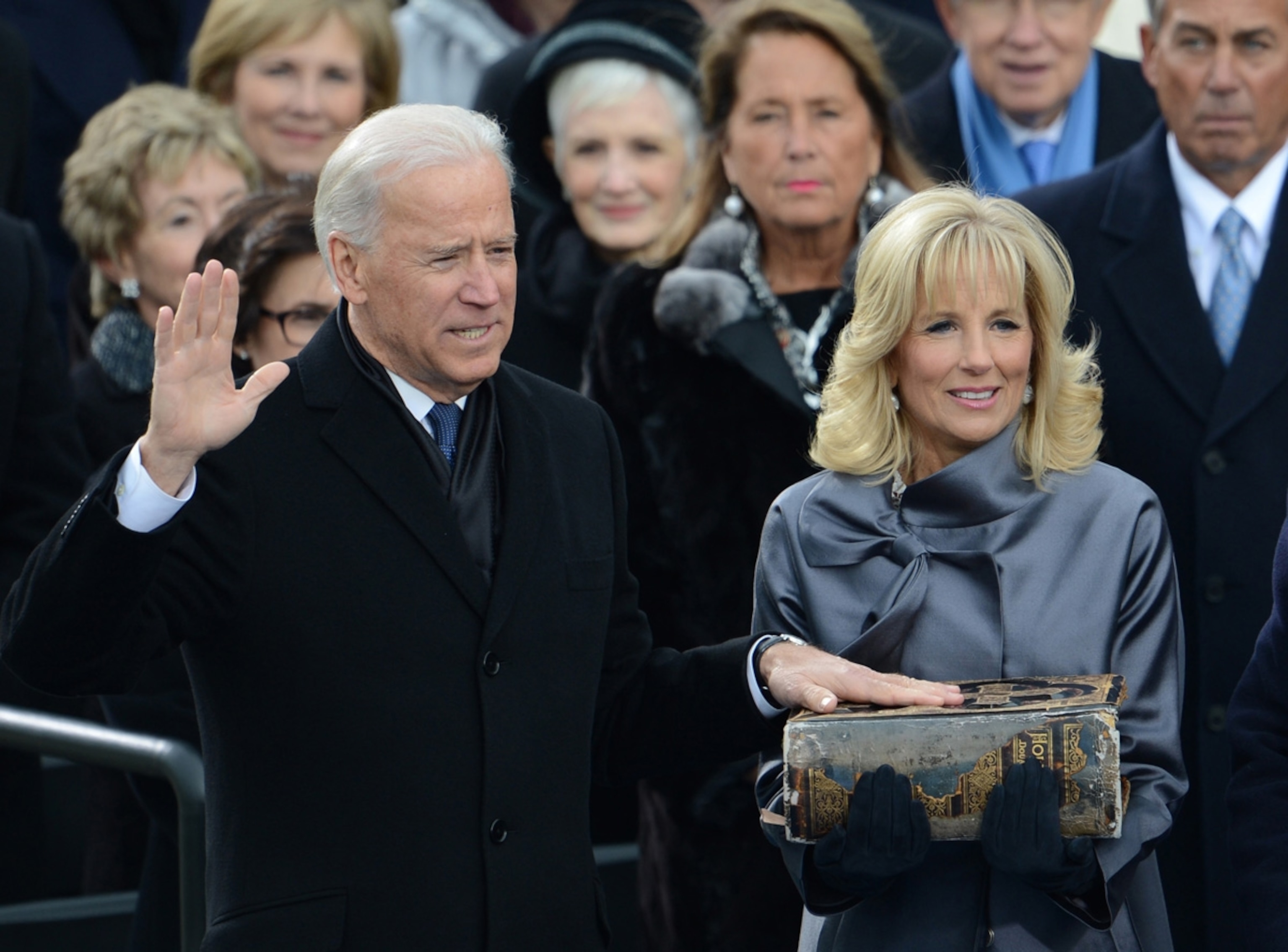 US Vice President Joe Biden(L) is sworn-in, 2013.