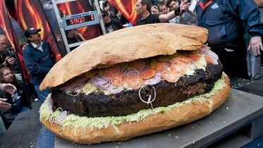 a giant hamburger