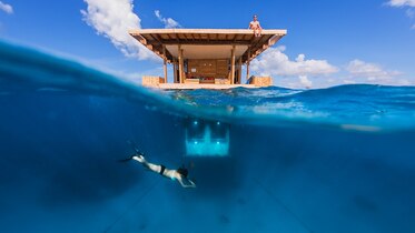 the Underwater Room at Manta Resort in Tanzania