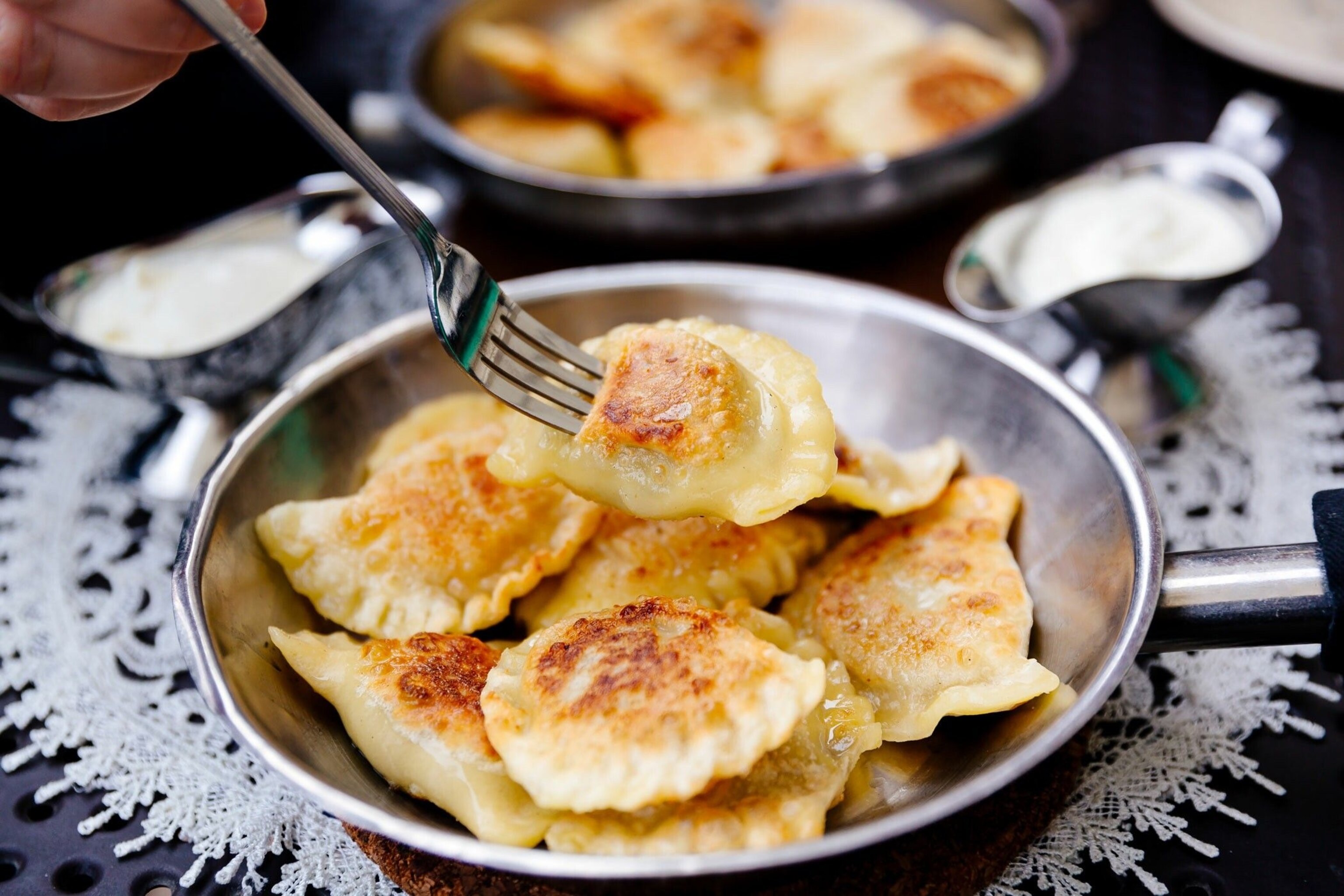 Pierogi, Poland’s national dish, are stuffed, boiled and fried dumplings that can be sweet or savoury.