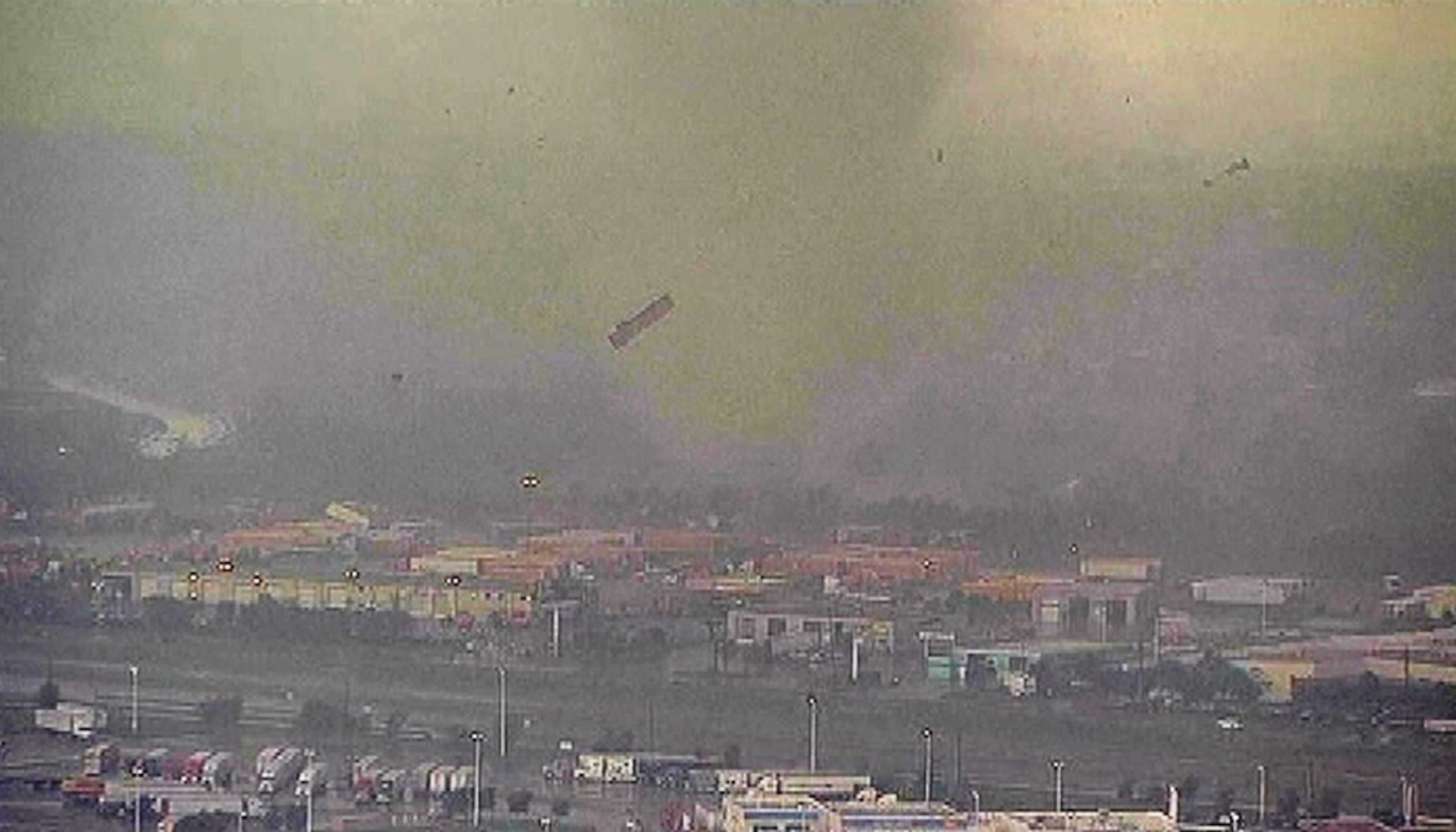 Texas tornadoes picture: a trailer in the air near Dallas-Fort Worth