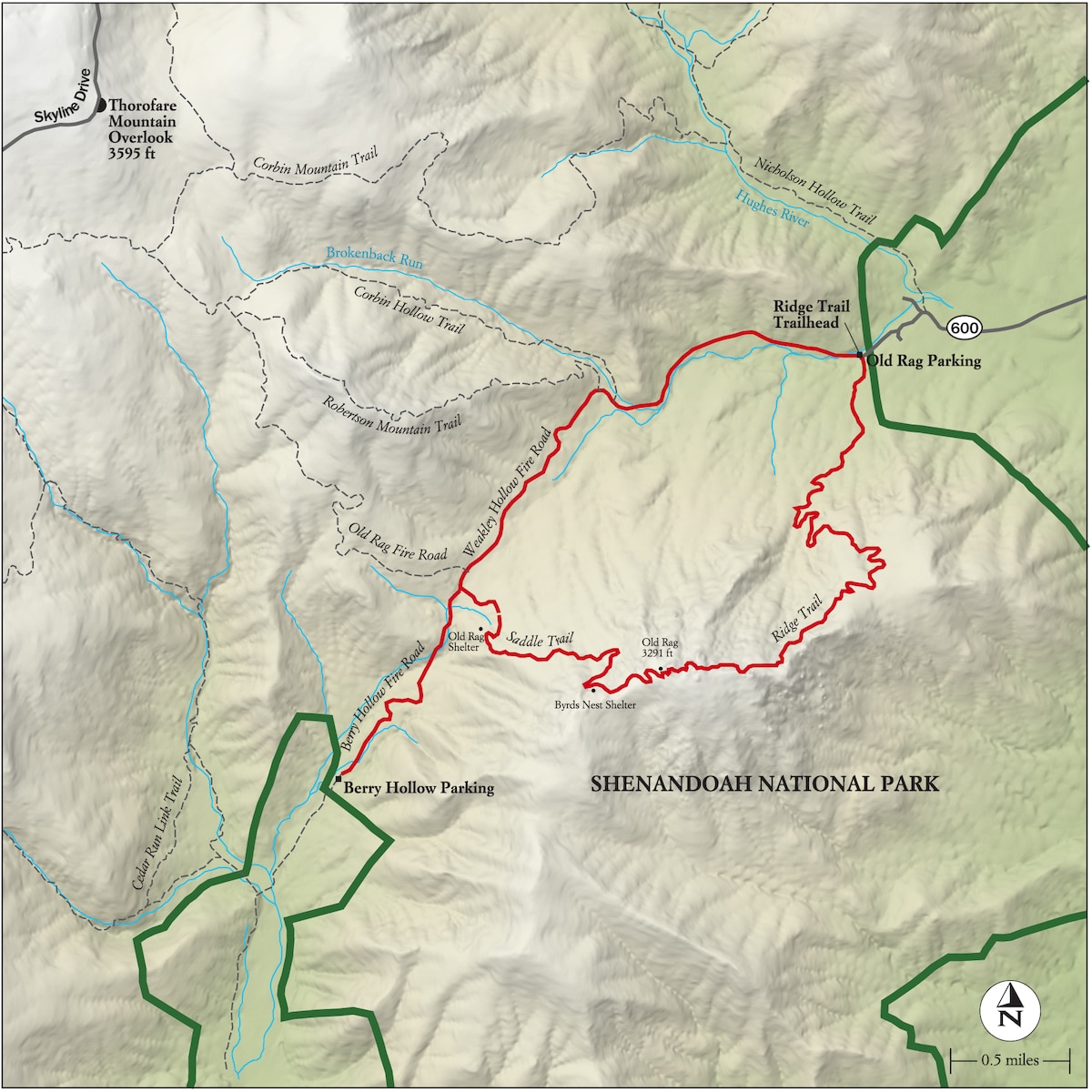 Old Rag Hike Map Best Shenandoah National Park Hike, Trail Map -- National Geographic