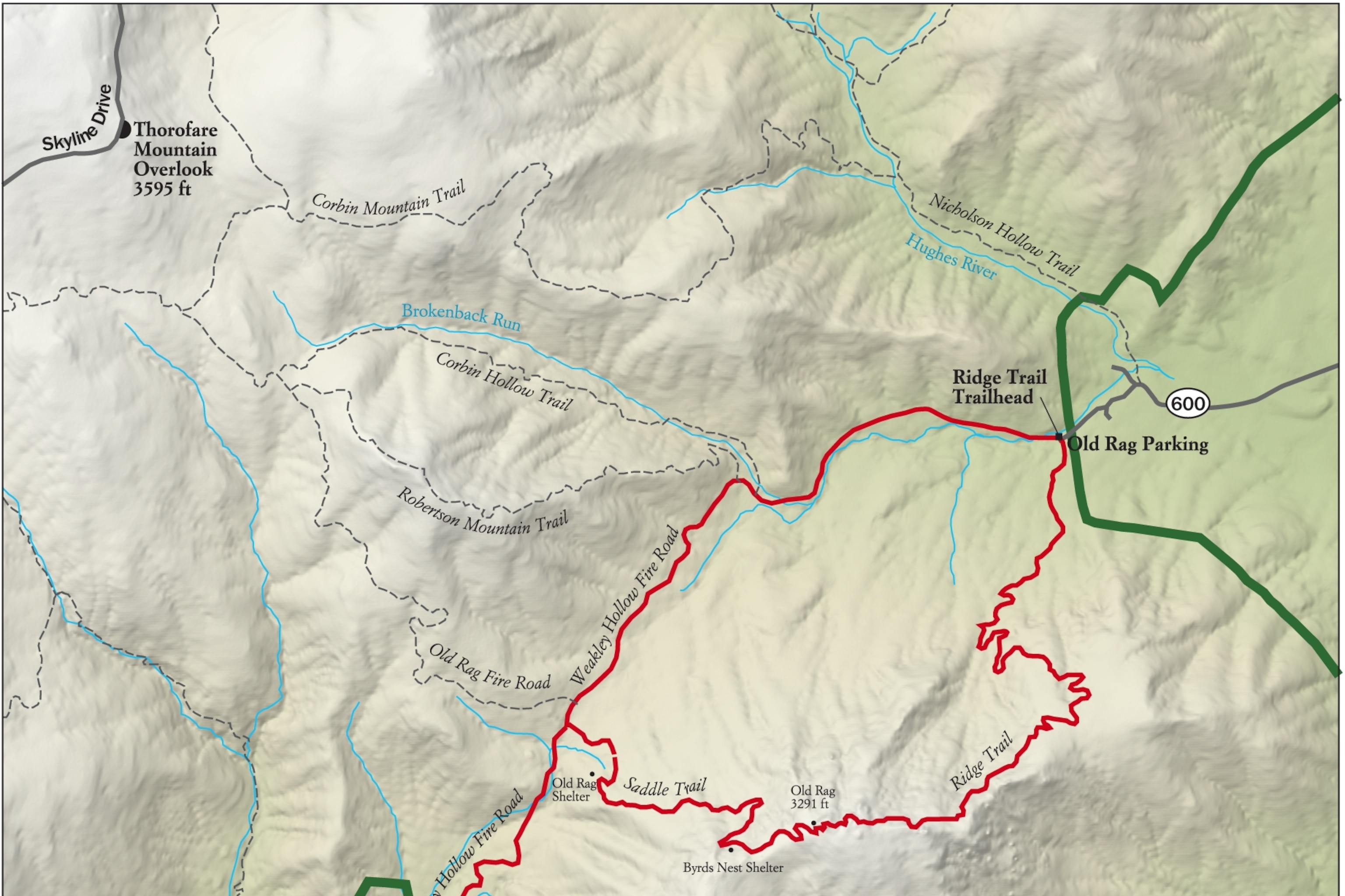 Old Rag Hike Map Best Shenandoah National Park Hike, Trail Map -- National Geographic