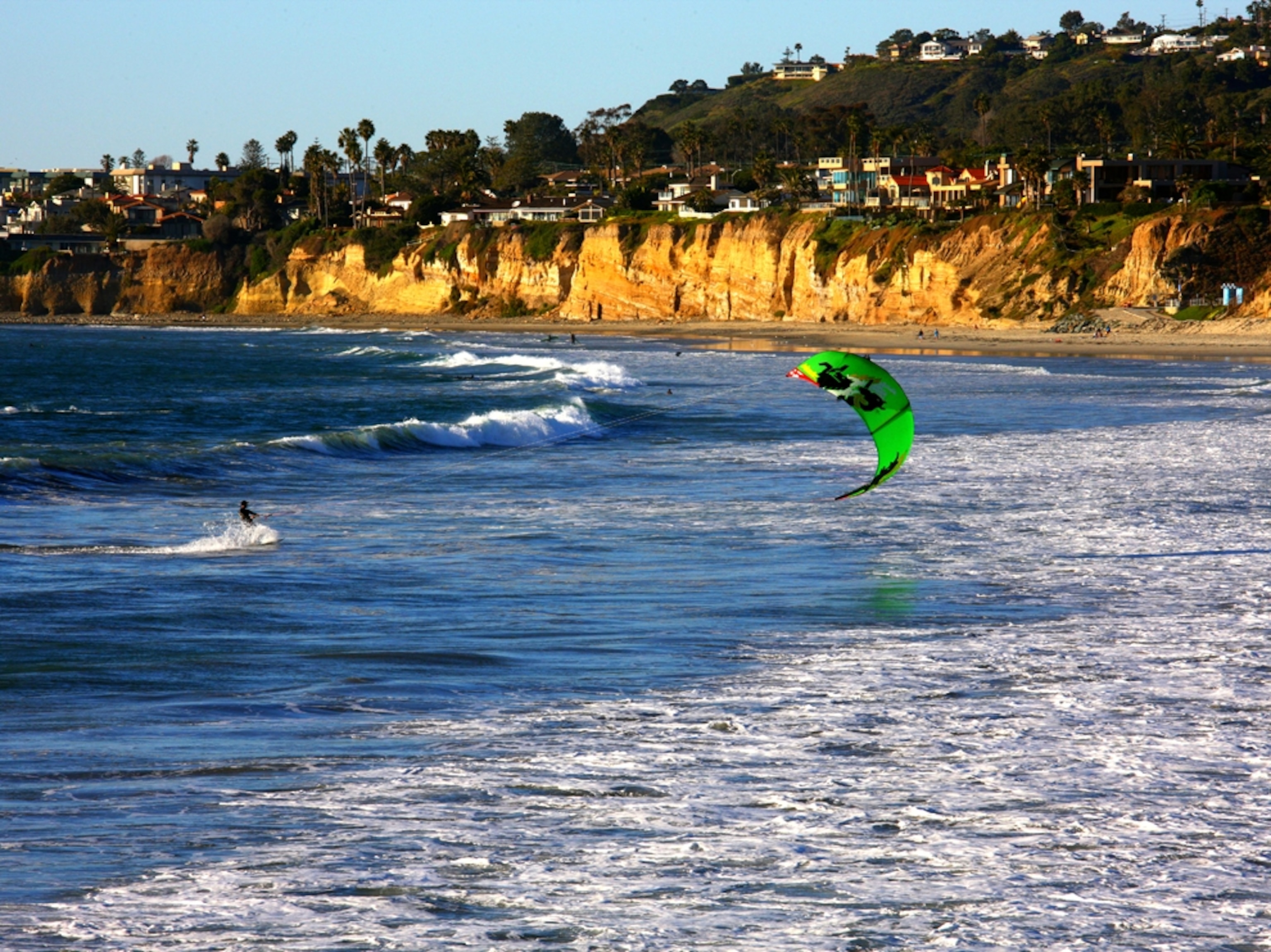 a kite surfer at La Jolla Cove, San Diego, California