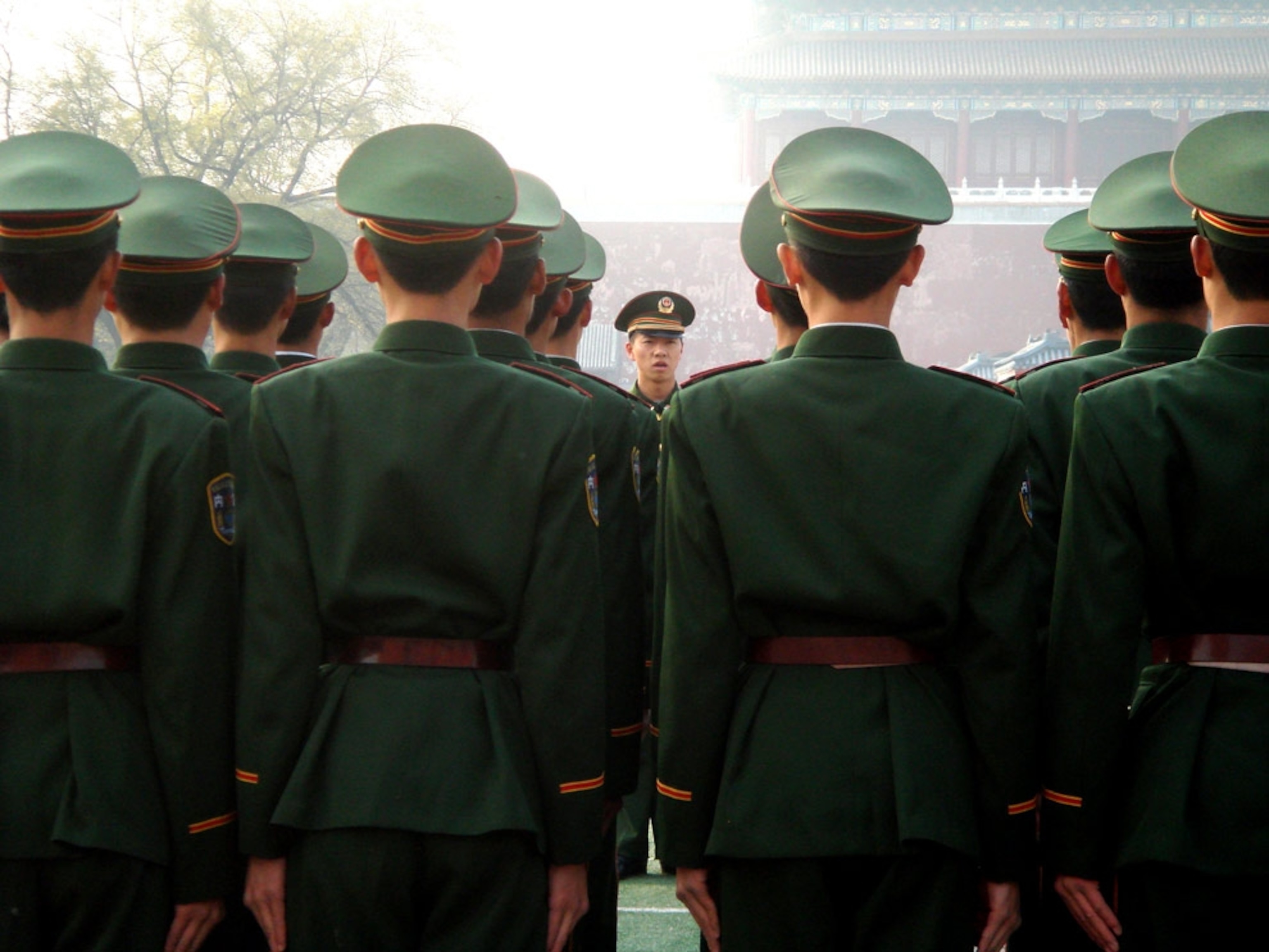 Chinese soldiers in formation