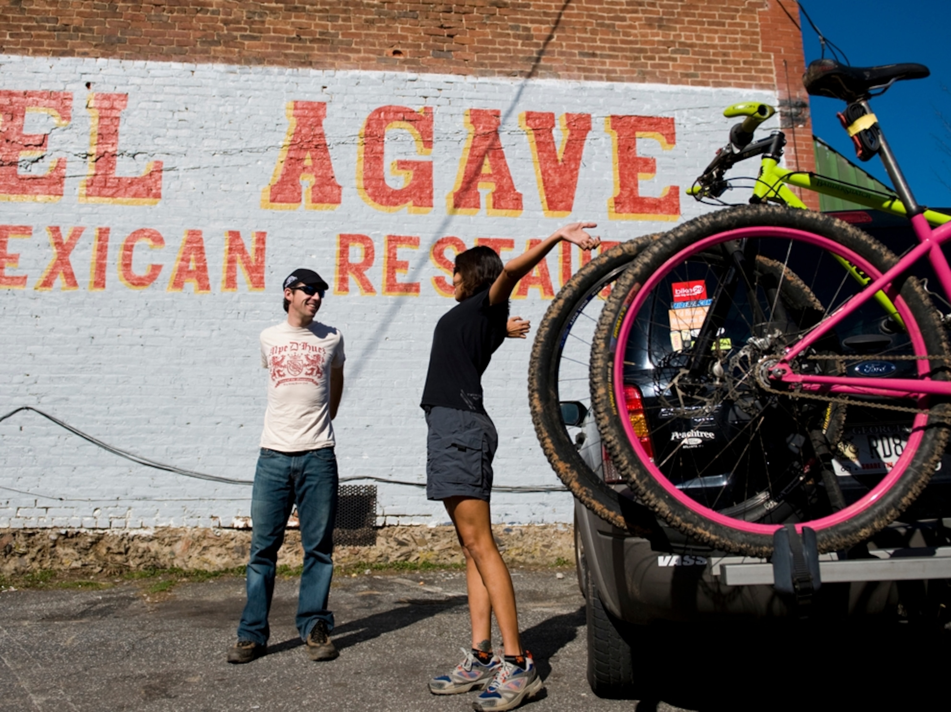 People in parking lot