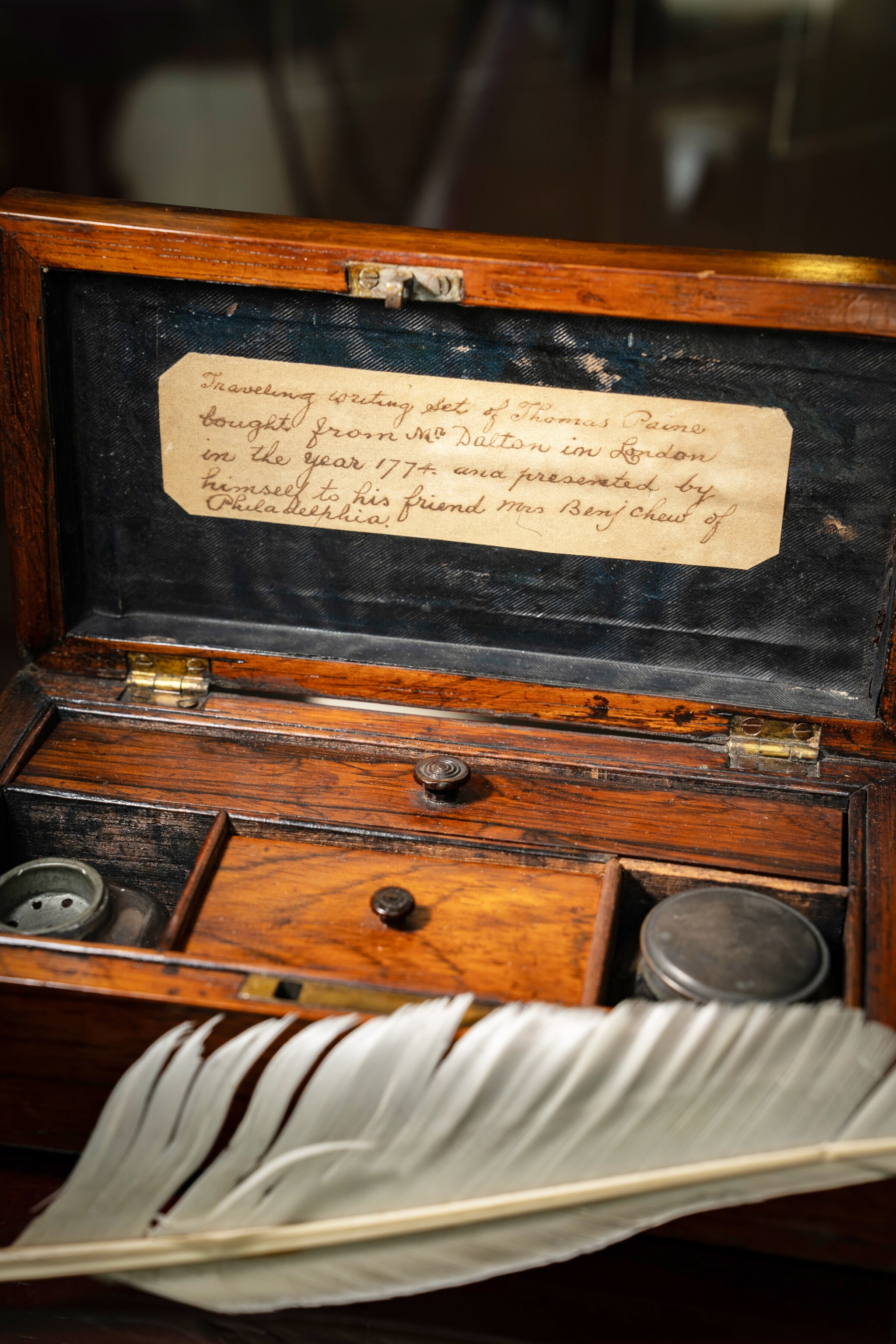 A writing kit that belonged to Thomas Paine, author of the 1776 pamphlet "Common Sense."