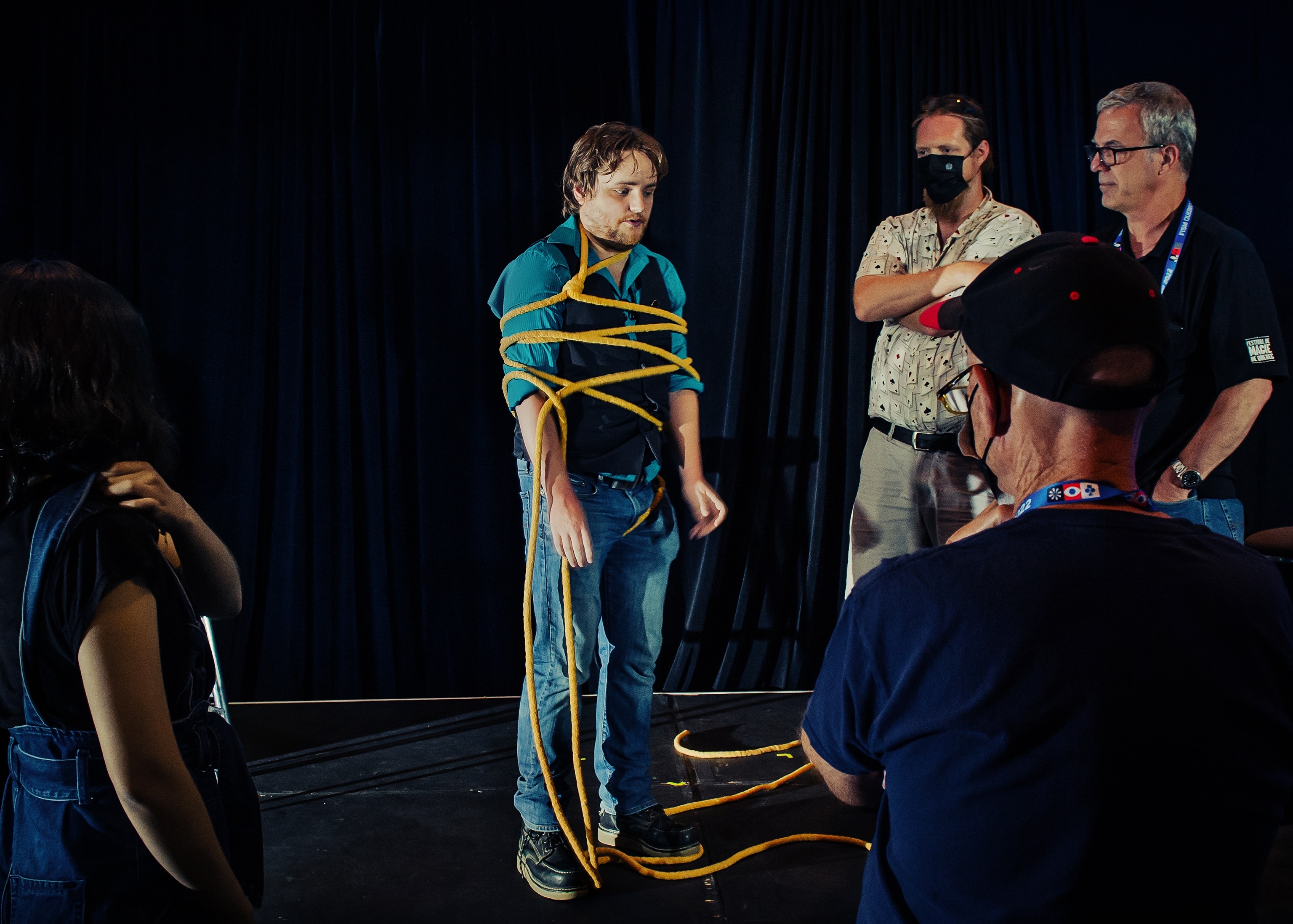 A man demonstrates rope techniques at the World Championship of Magic
