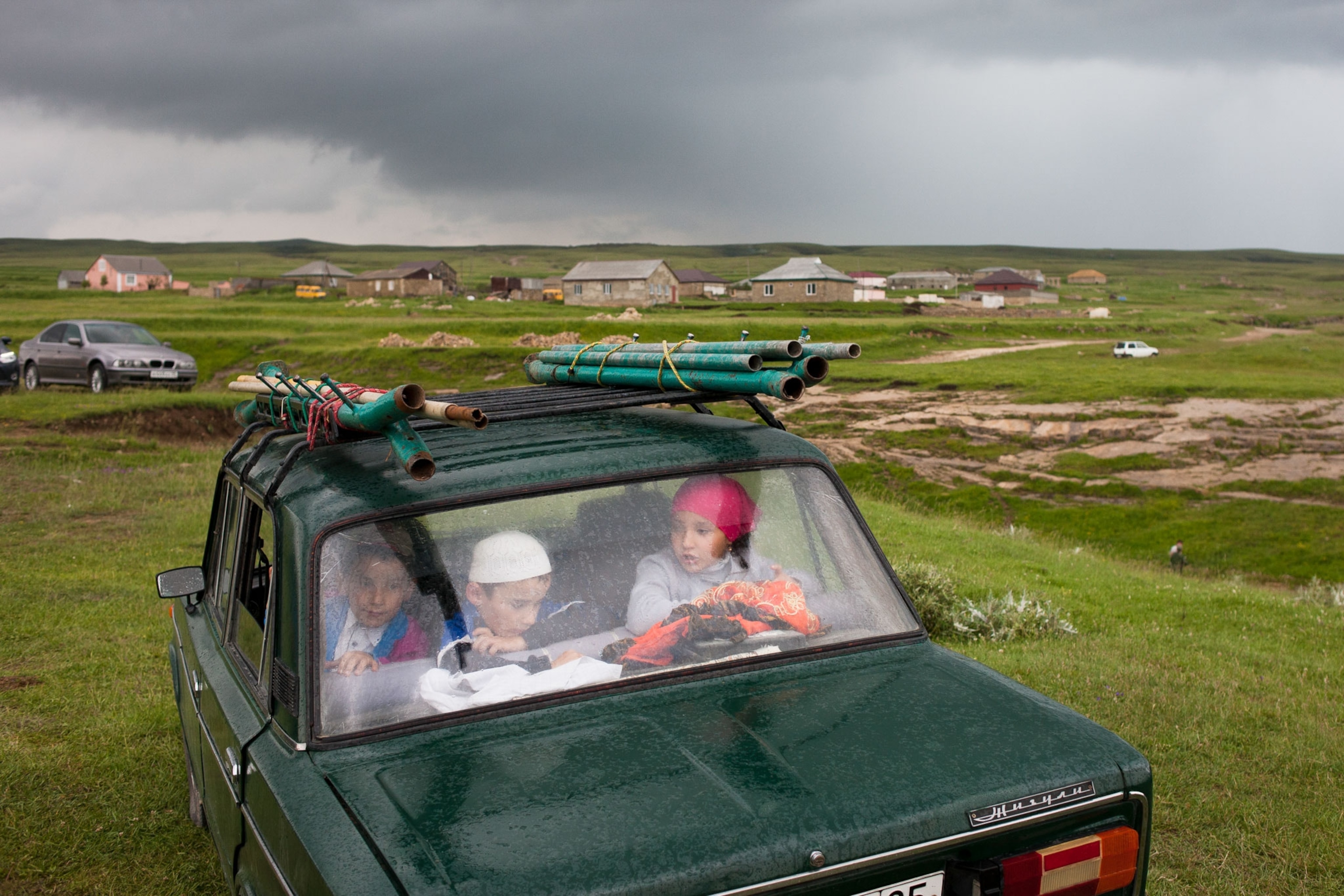 people tightrope walking in Dagestan, Russia