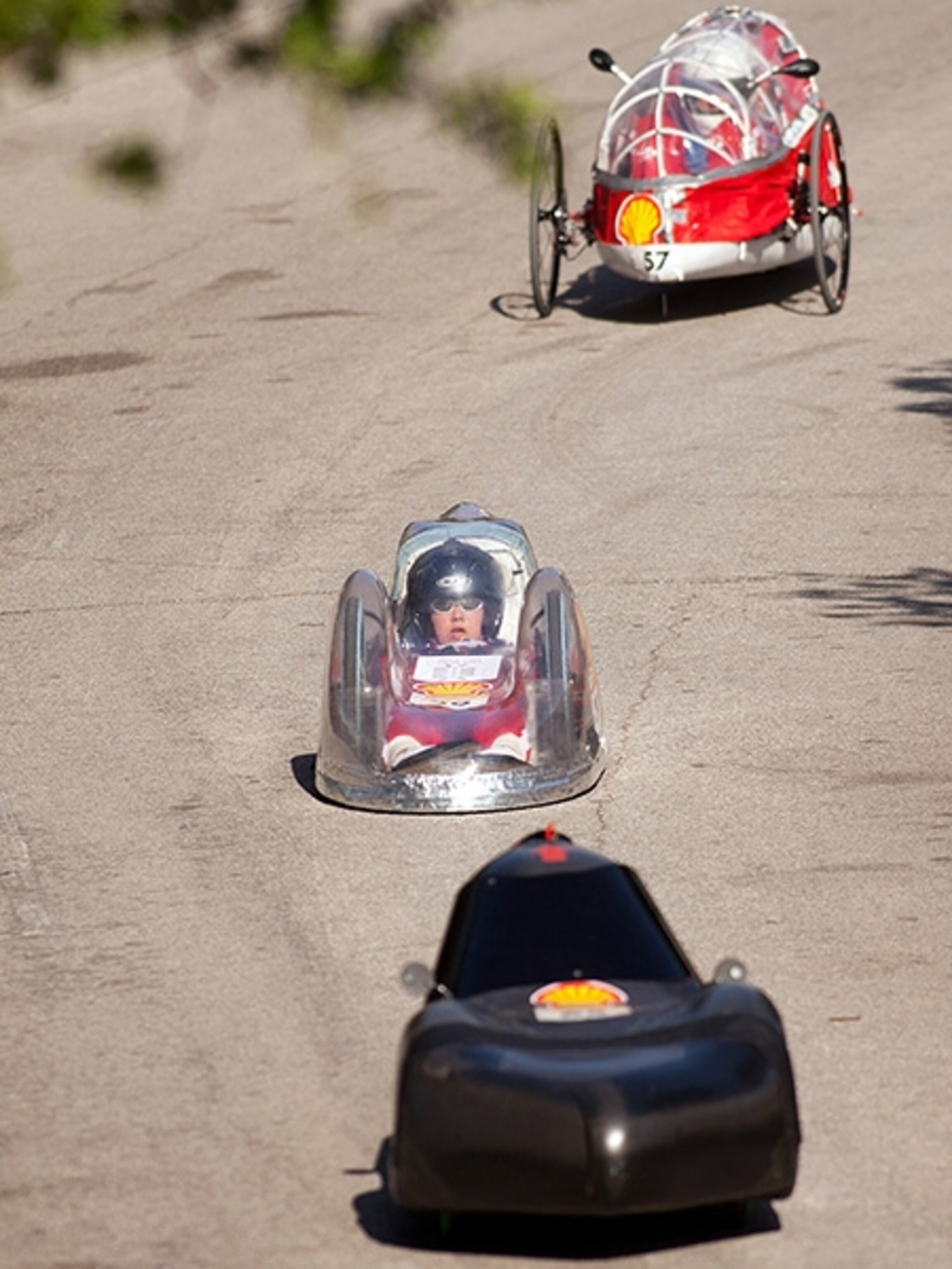 Alexandra Schwier drives a gasoline prototype car built by students at Rose-Hulman Institute of Technology.