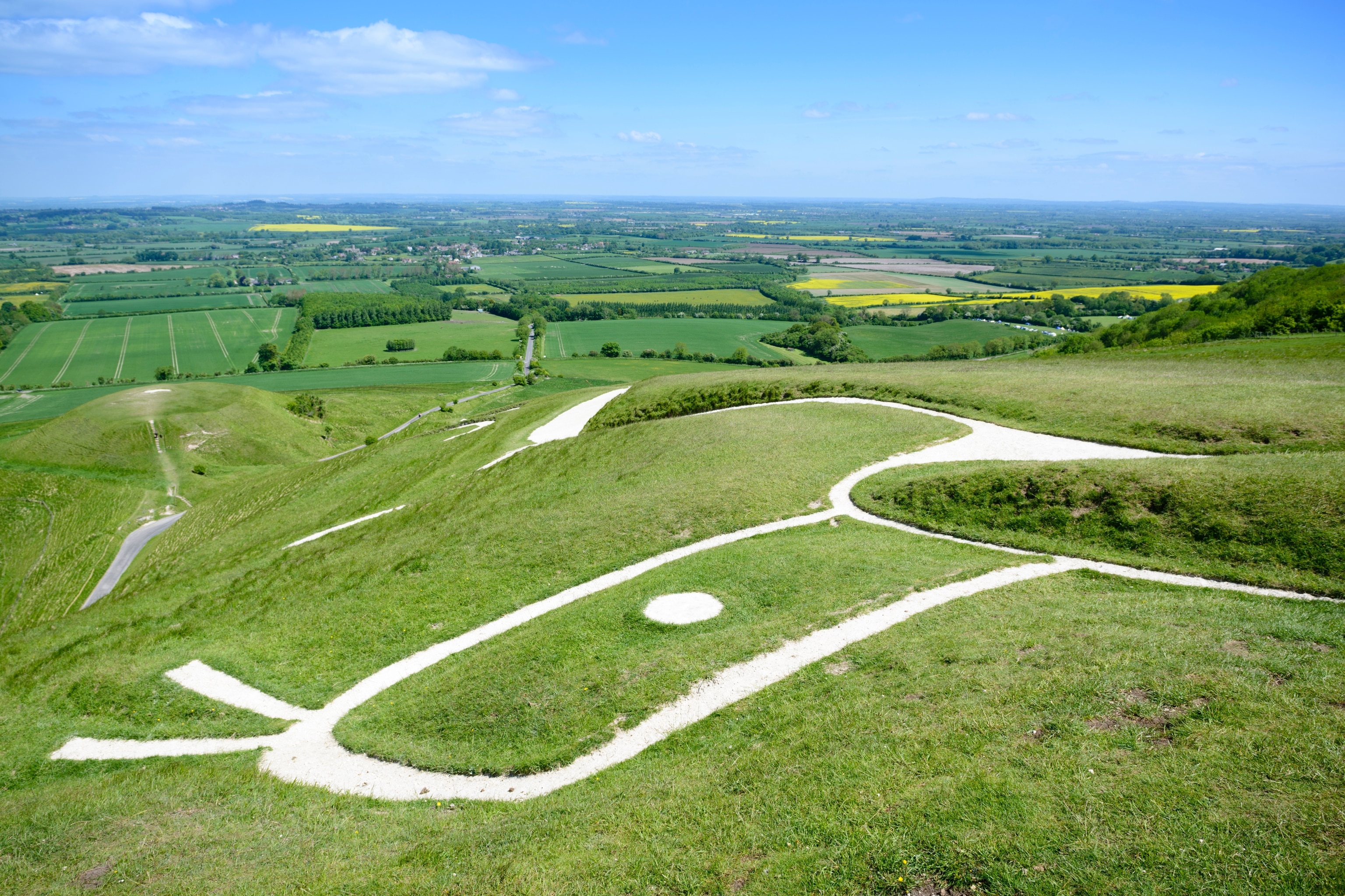 White horse artwork on hill
