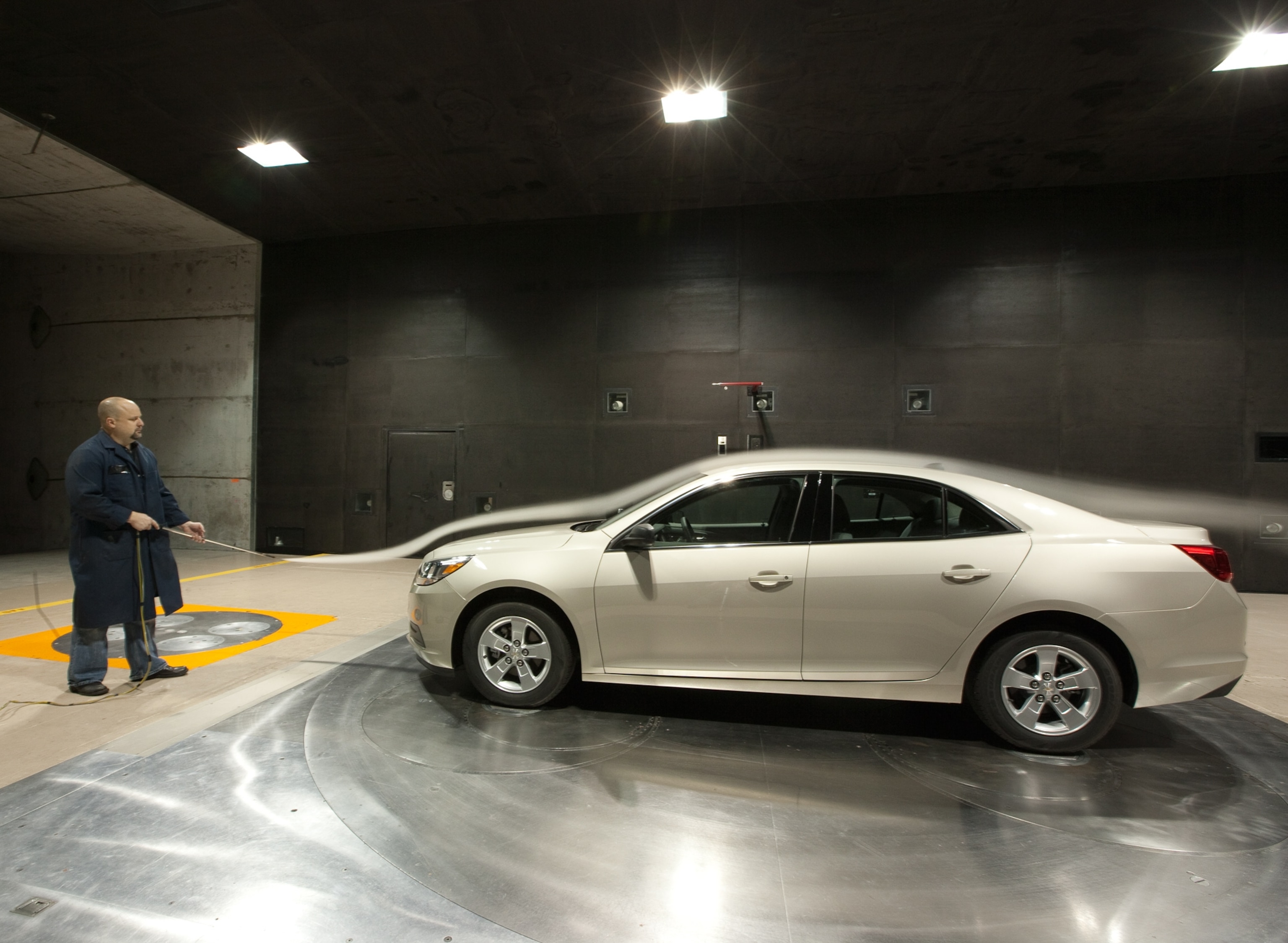 picture - smoke test at General Motors' Aerodynamics Laboratory in Warren, Michigan