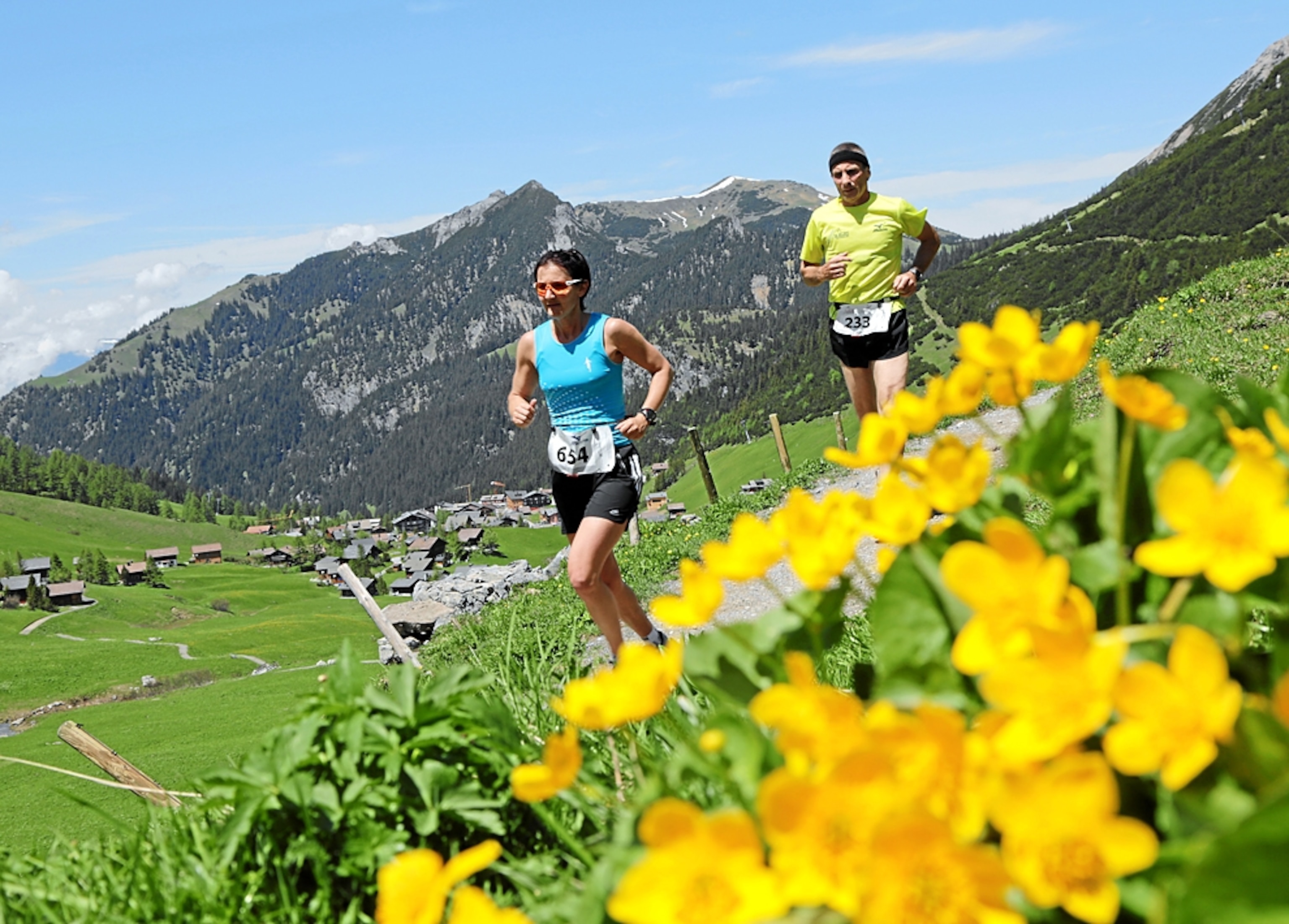 runners in the Alpine Marathon, Vaduz, Liechtenstein