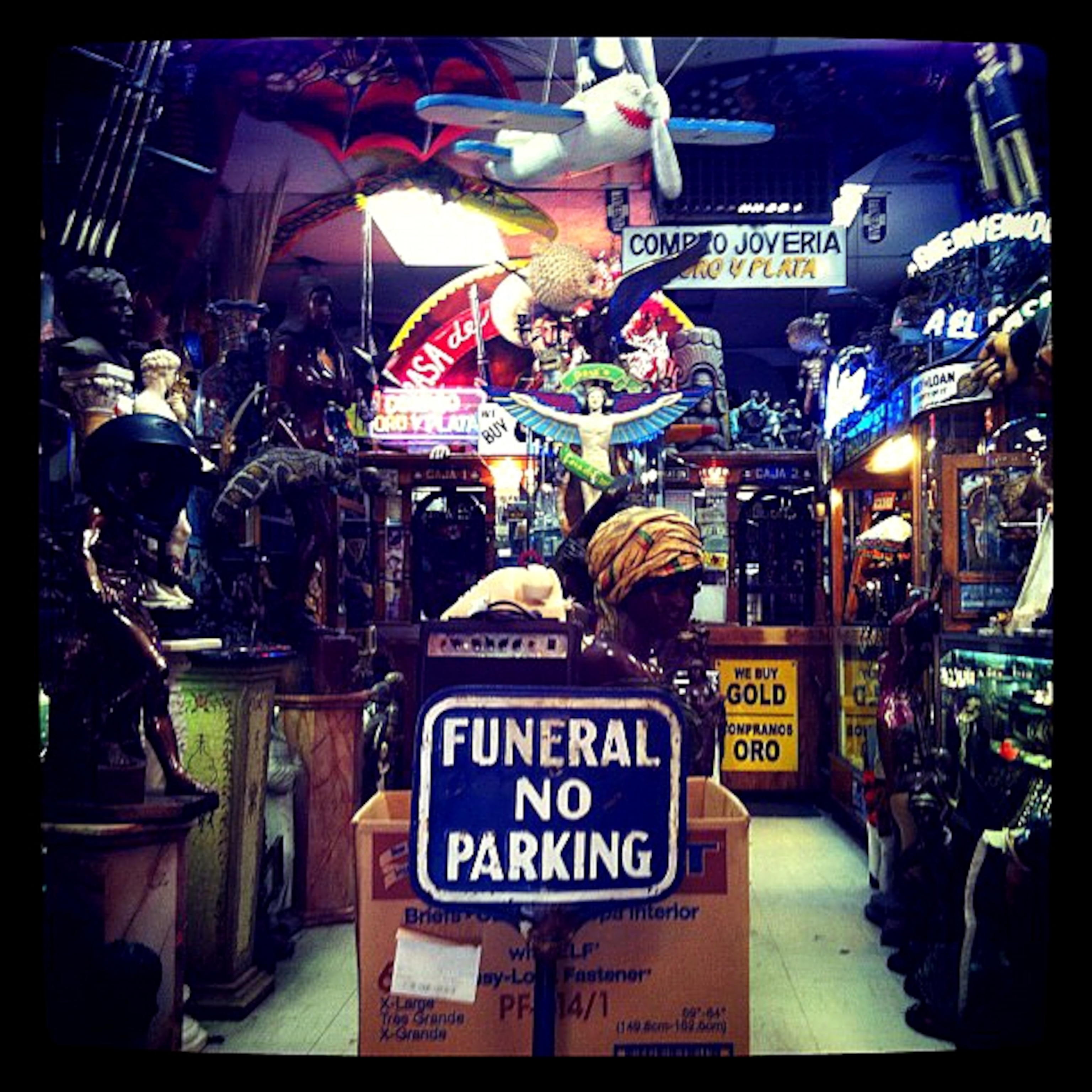 An interior view of a pawn shop