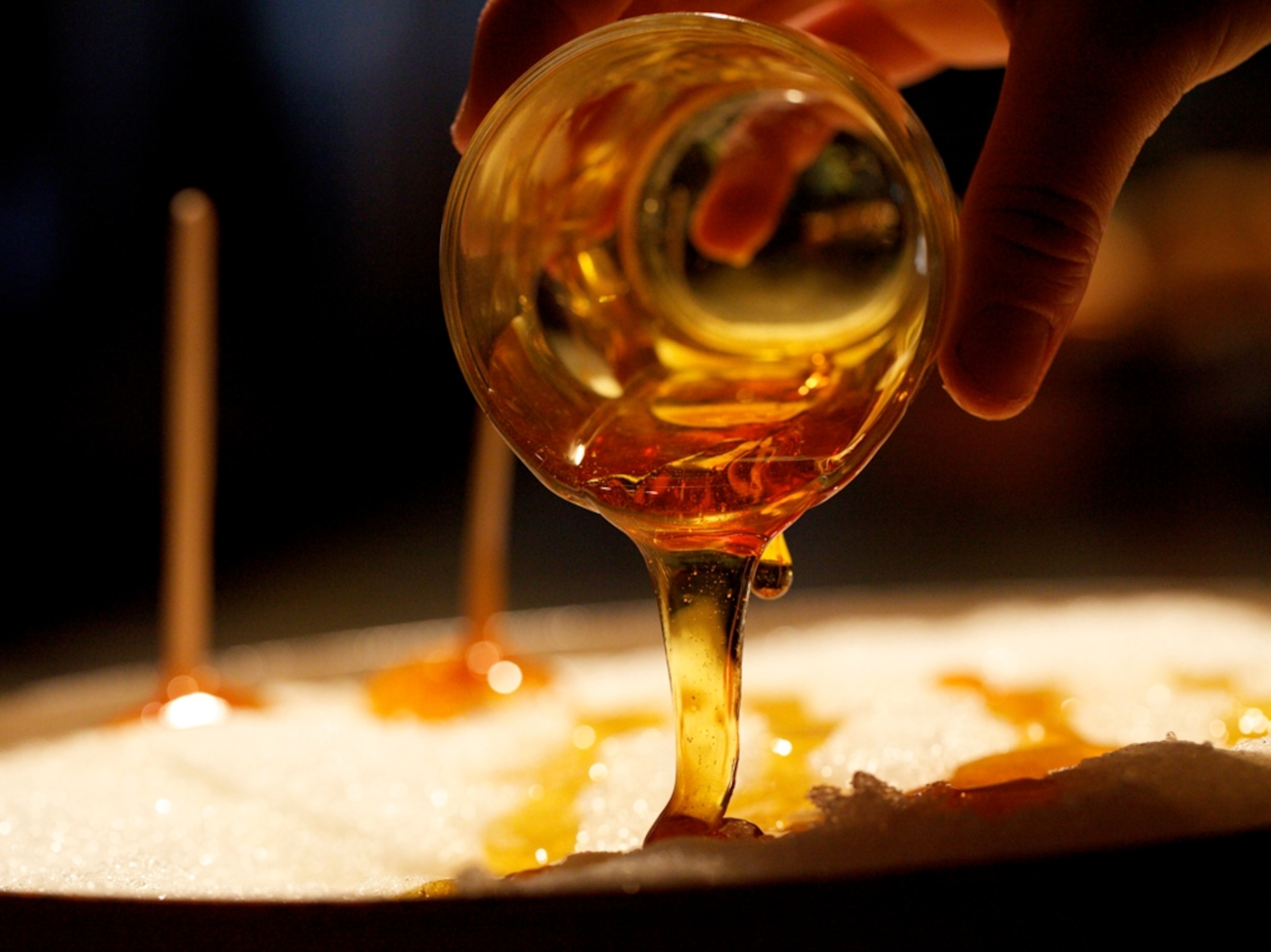 Maple syrup poured over ice