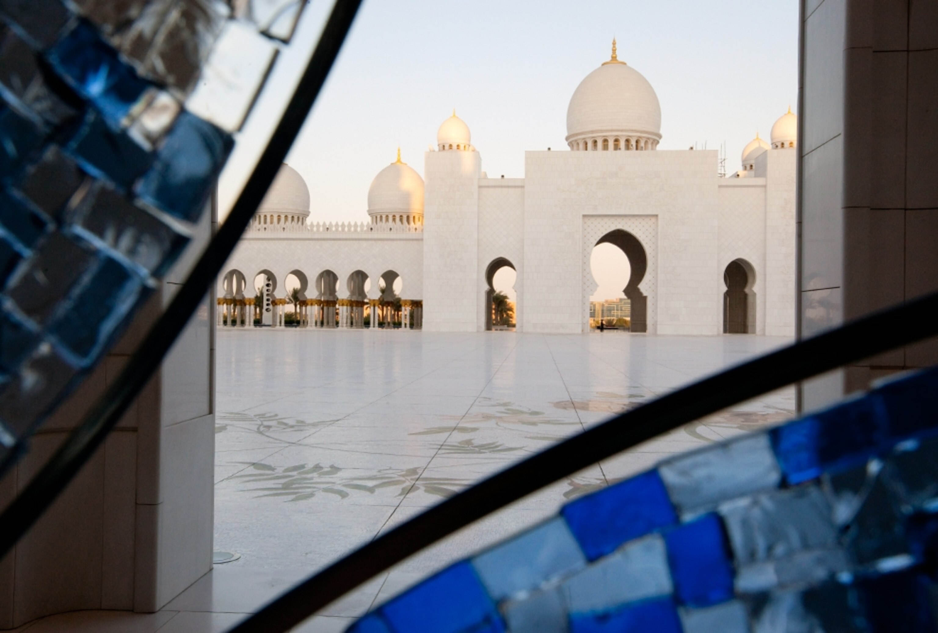 View of main courtyard at the Sheikh Zayed Mosque in Abu Dhabi