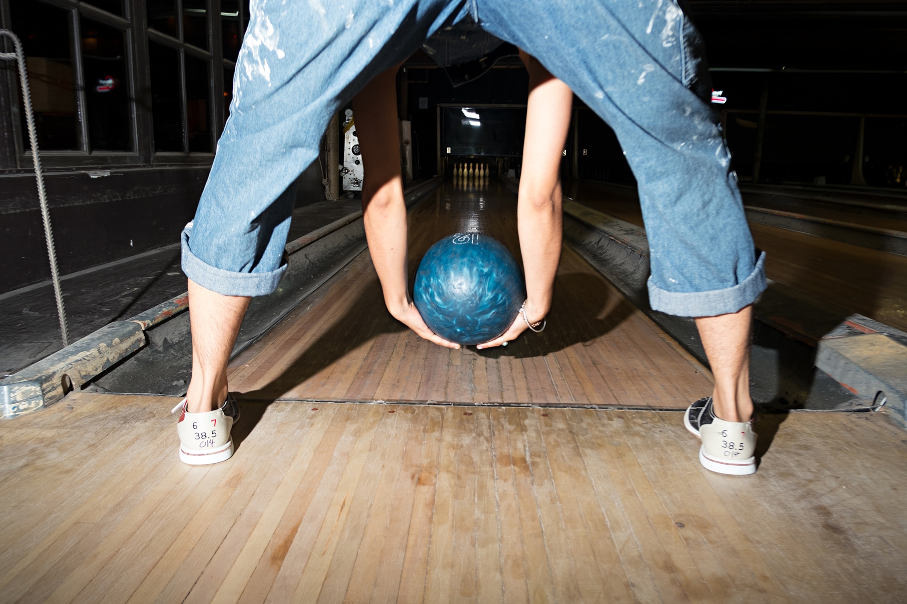 Kelsey Lu bowling at the Gutter in Greenpoint, New York