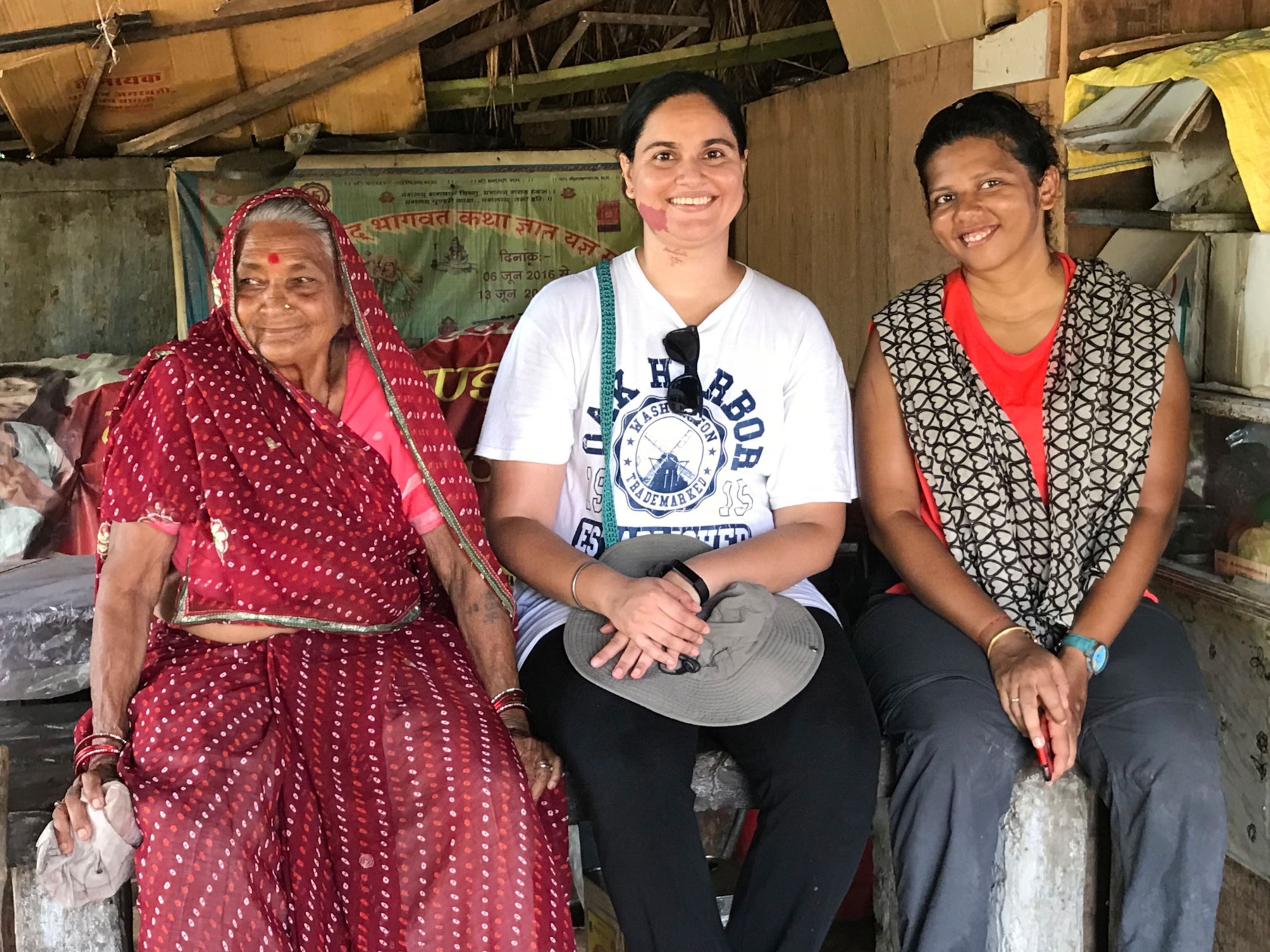 a three women seated
