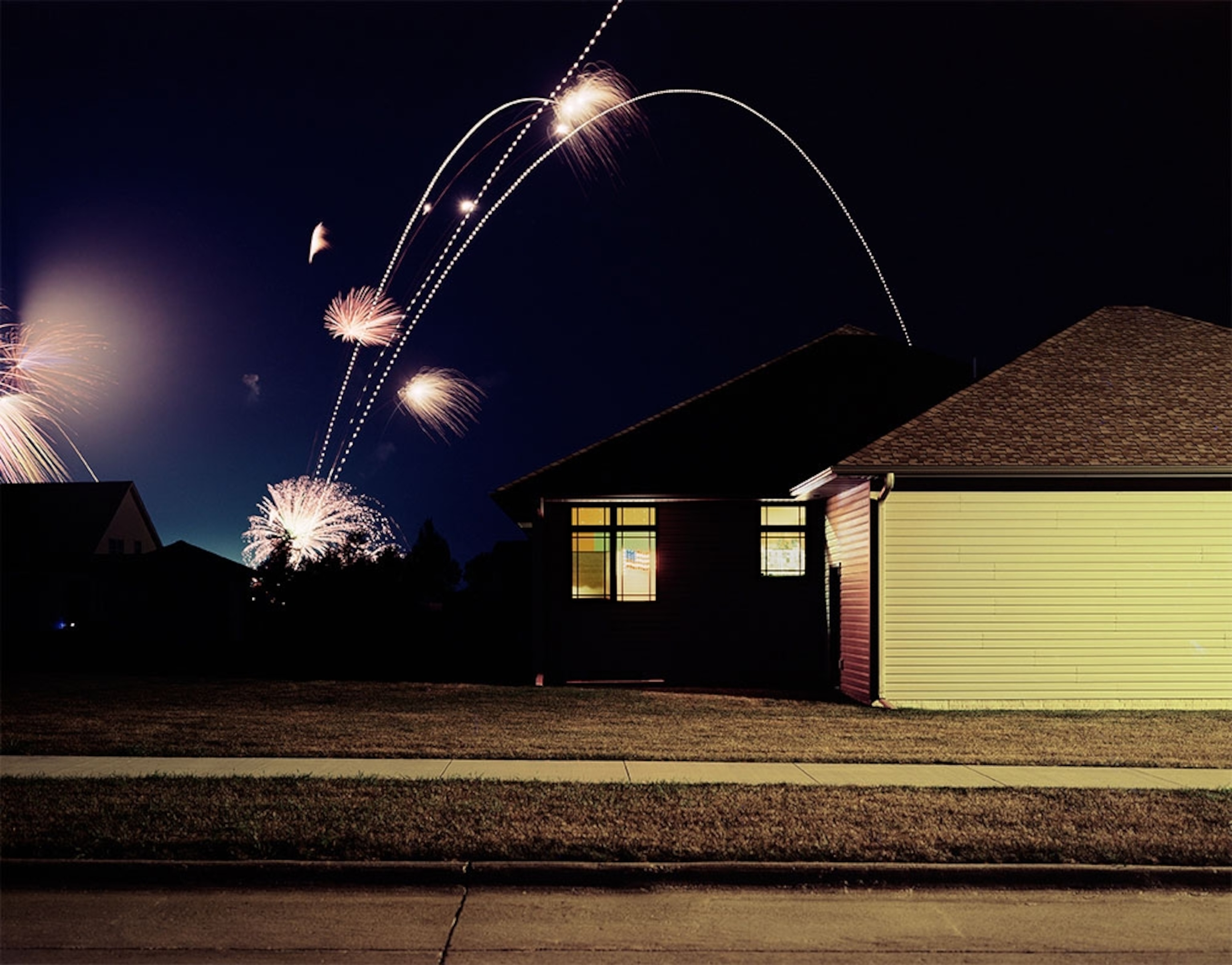 Strobe rockets, as seen from N. Hoover Ave., Mason City, Iowa.
