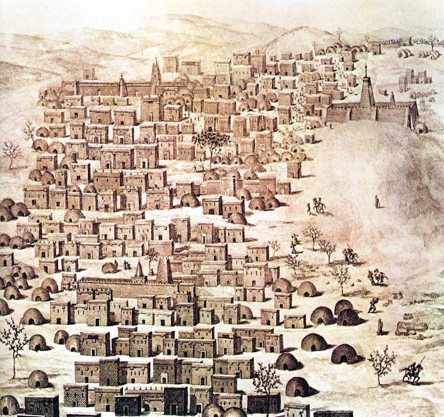 French explorer Ren&eacute; Cailli&eacute; sketched the cityscape of Timbuktu when he visited the city in 1828. The grand mosques, built in the time of Mansa Musa centuries earlier, still stand.