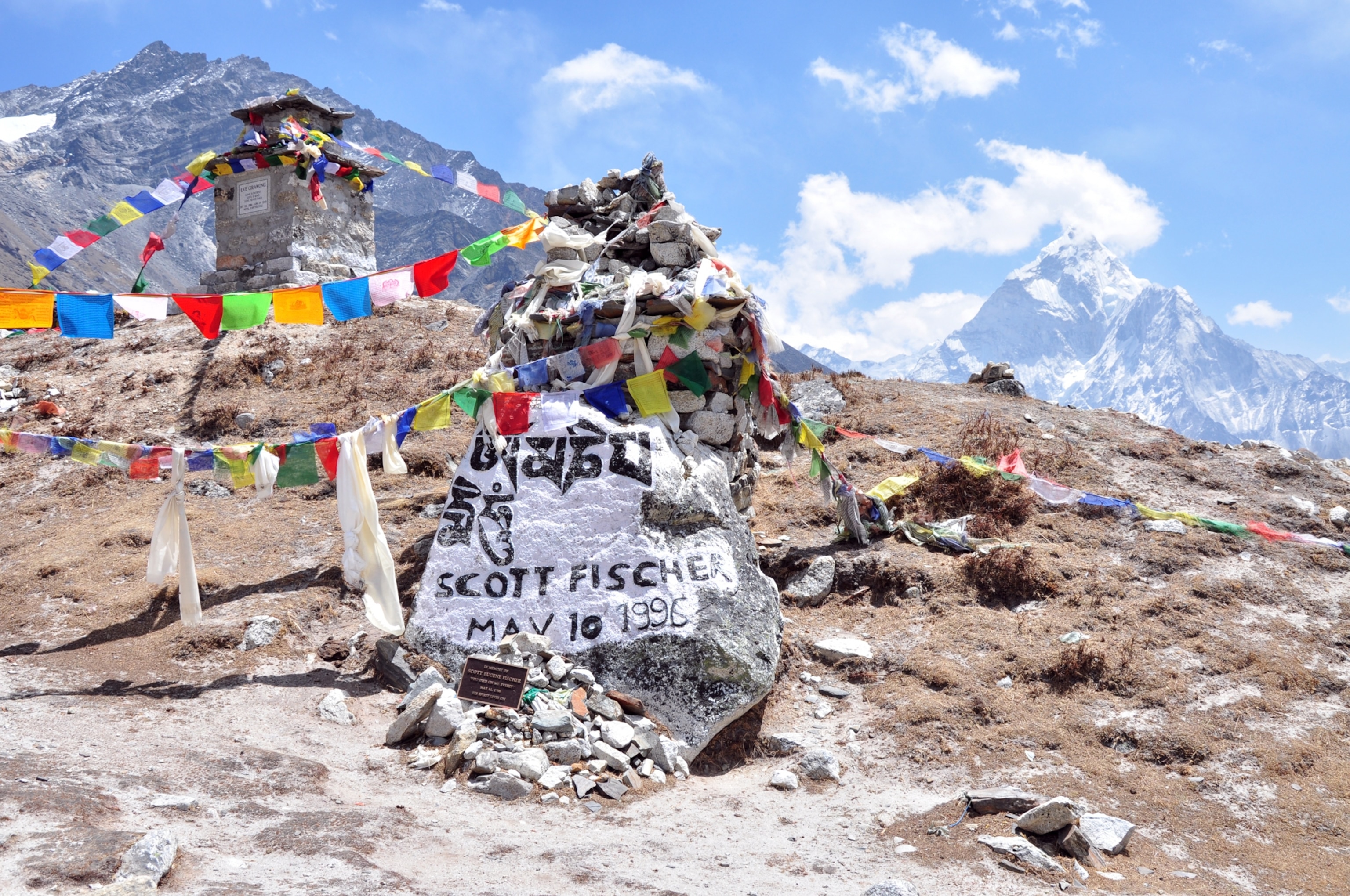 Memorial of climber and expedition leader Scott Fischer near Everest Base Camp.