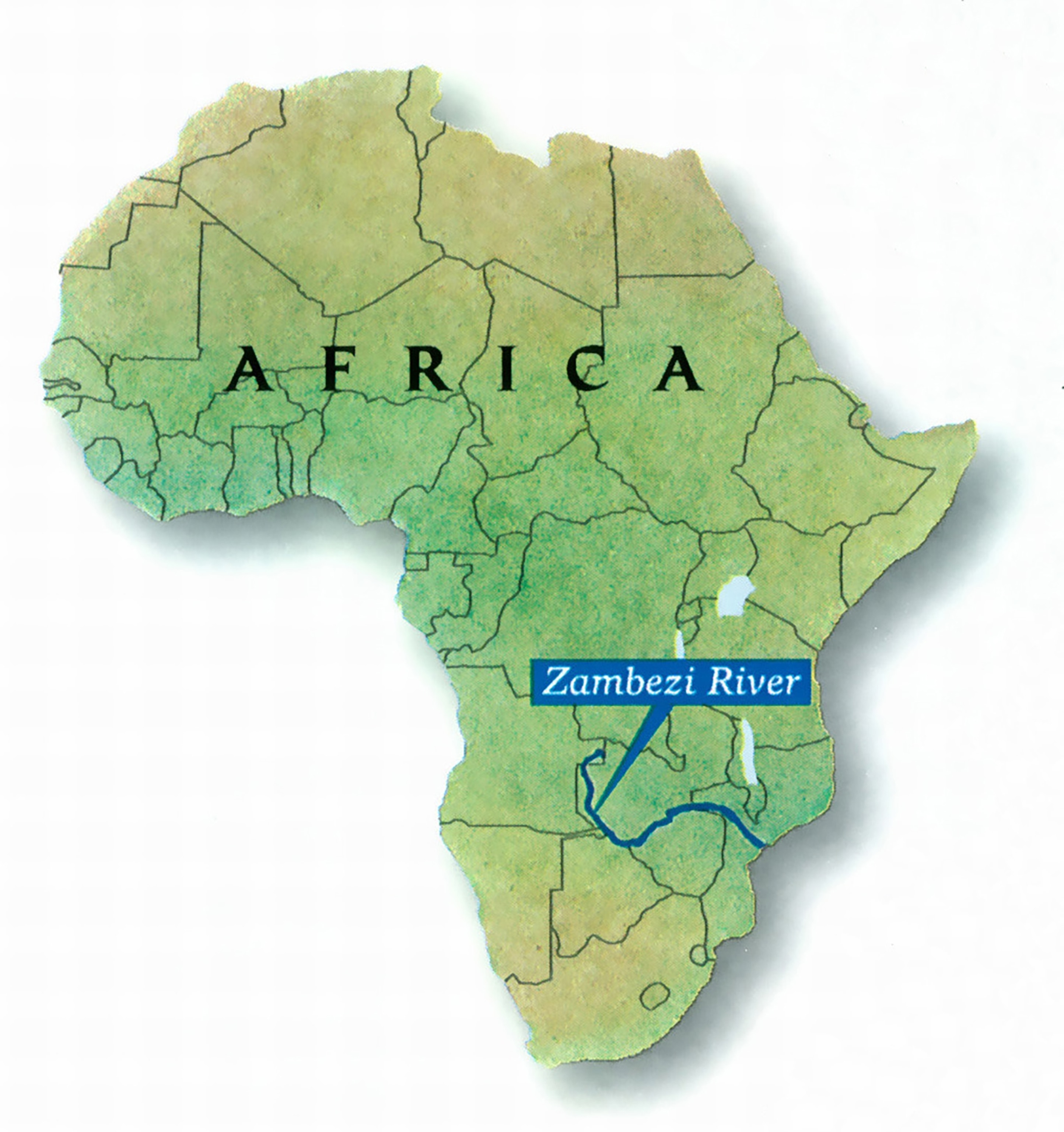 A map of Africa shows the location of the Zambia River.