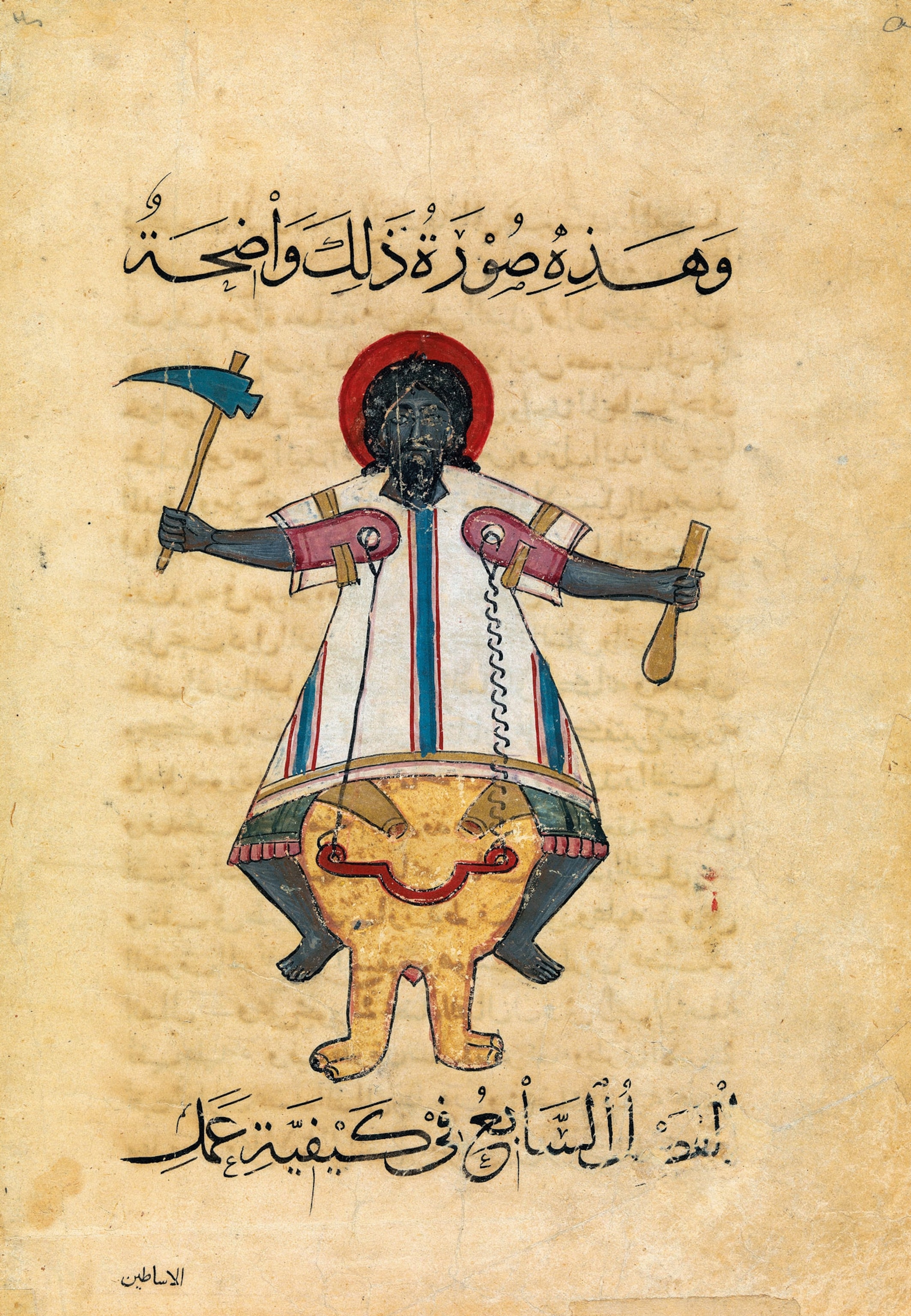 A diagram of how a human puppets arms should be attached