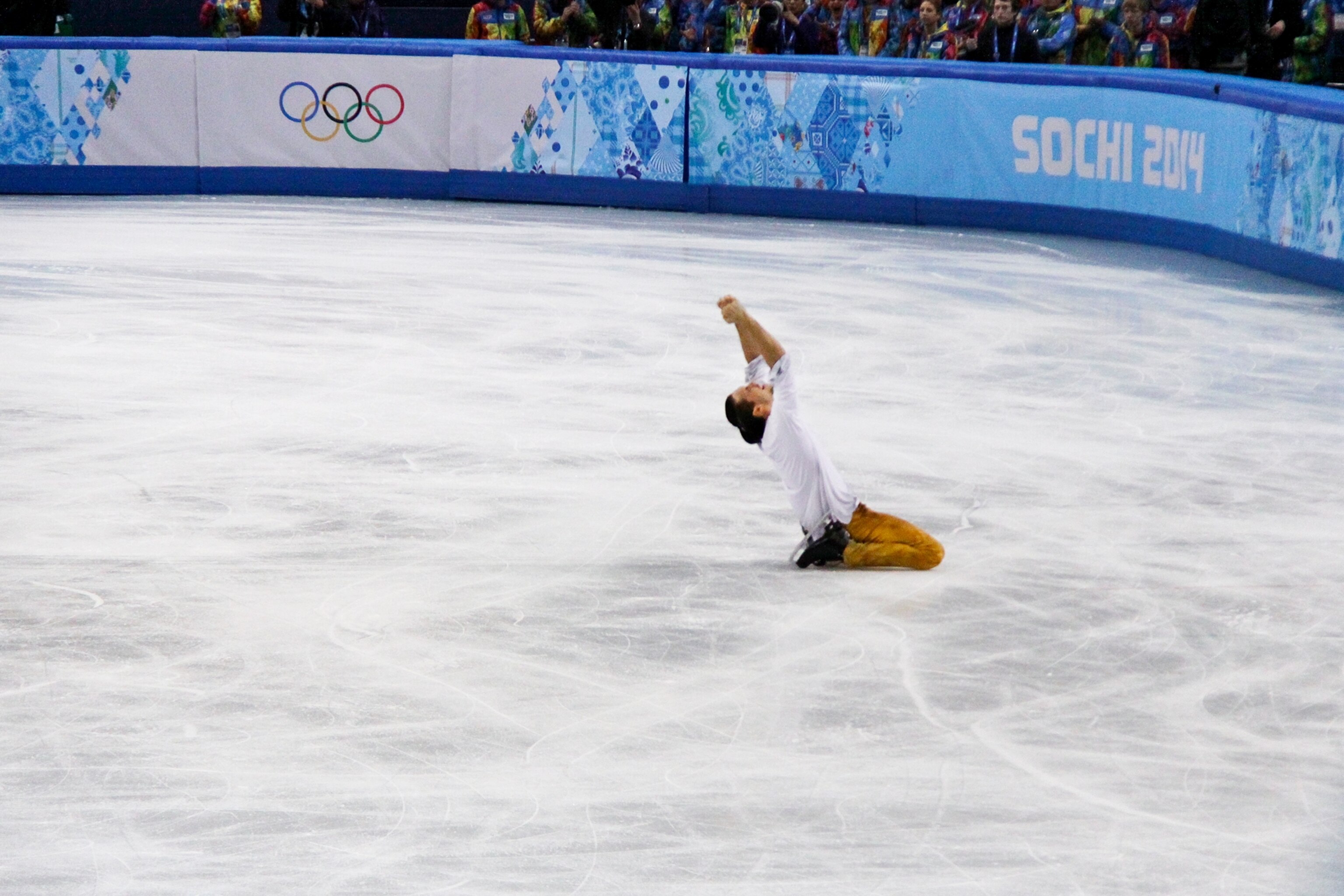 A photo of a boy at the Olympics.