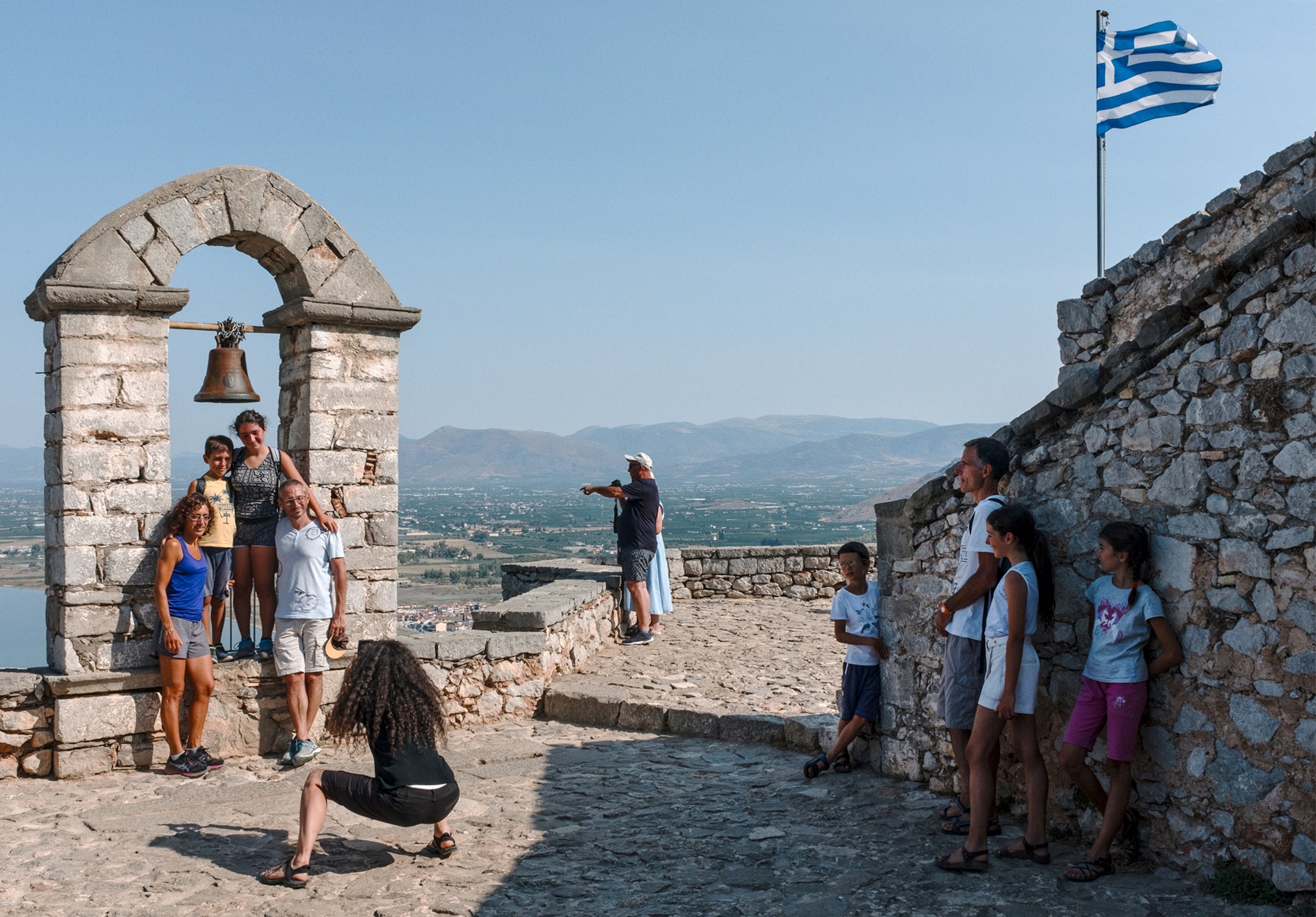 Greece, Peloponnese, Nafplio, 19 August 2022. Tourists visiting the Nafplio Citadel.