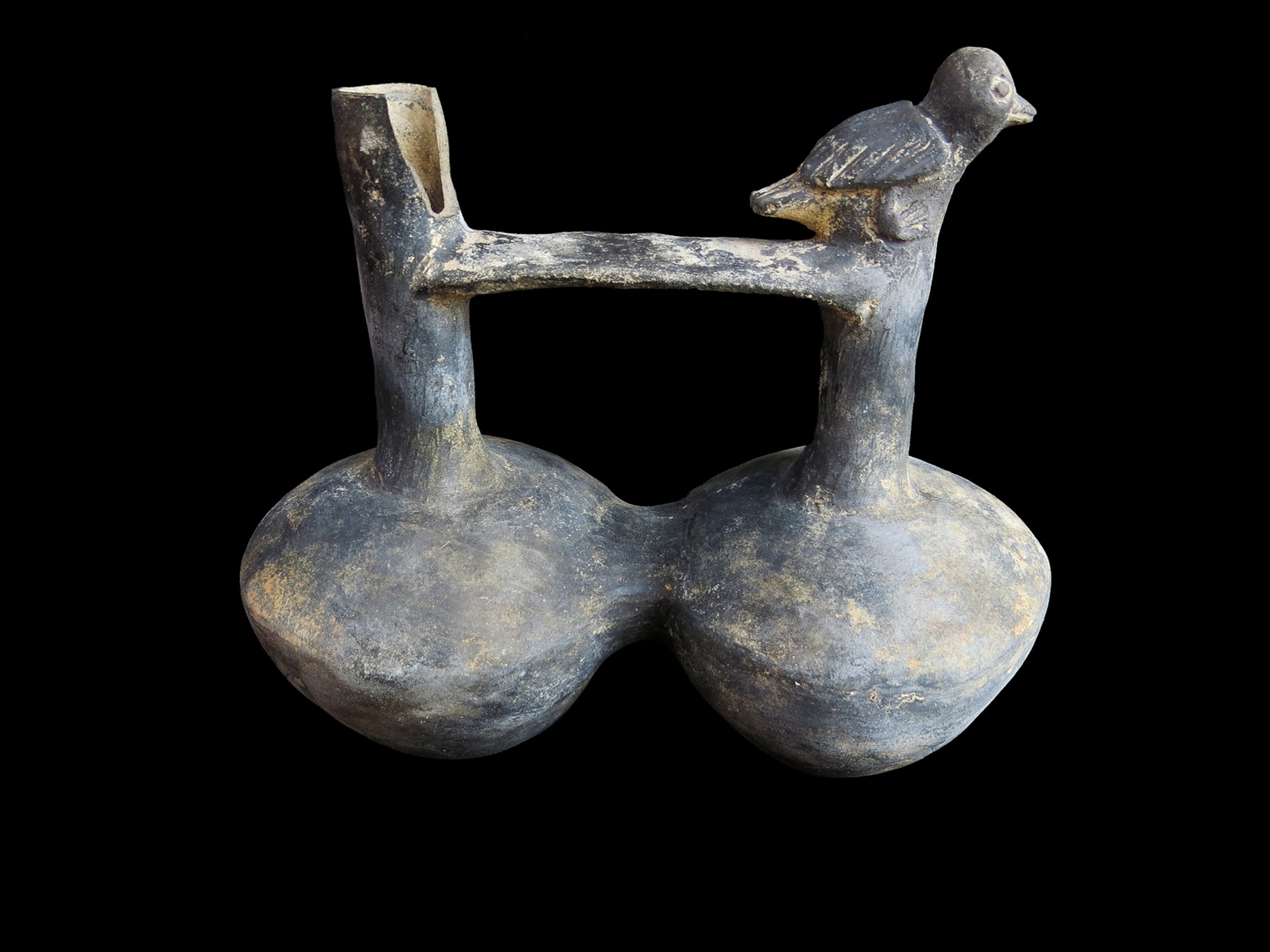 a bird whistle bottle found in the Chimu tomb.