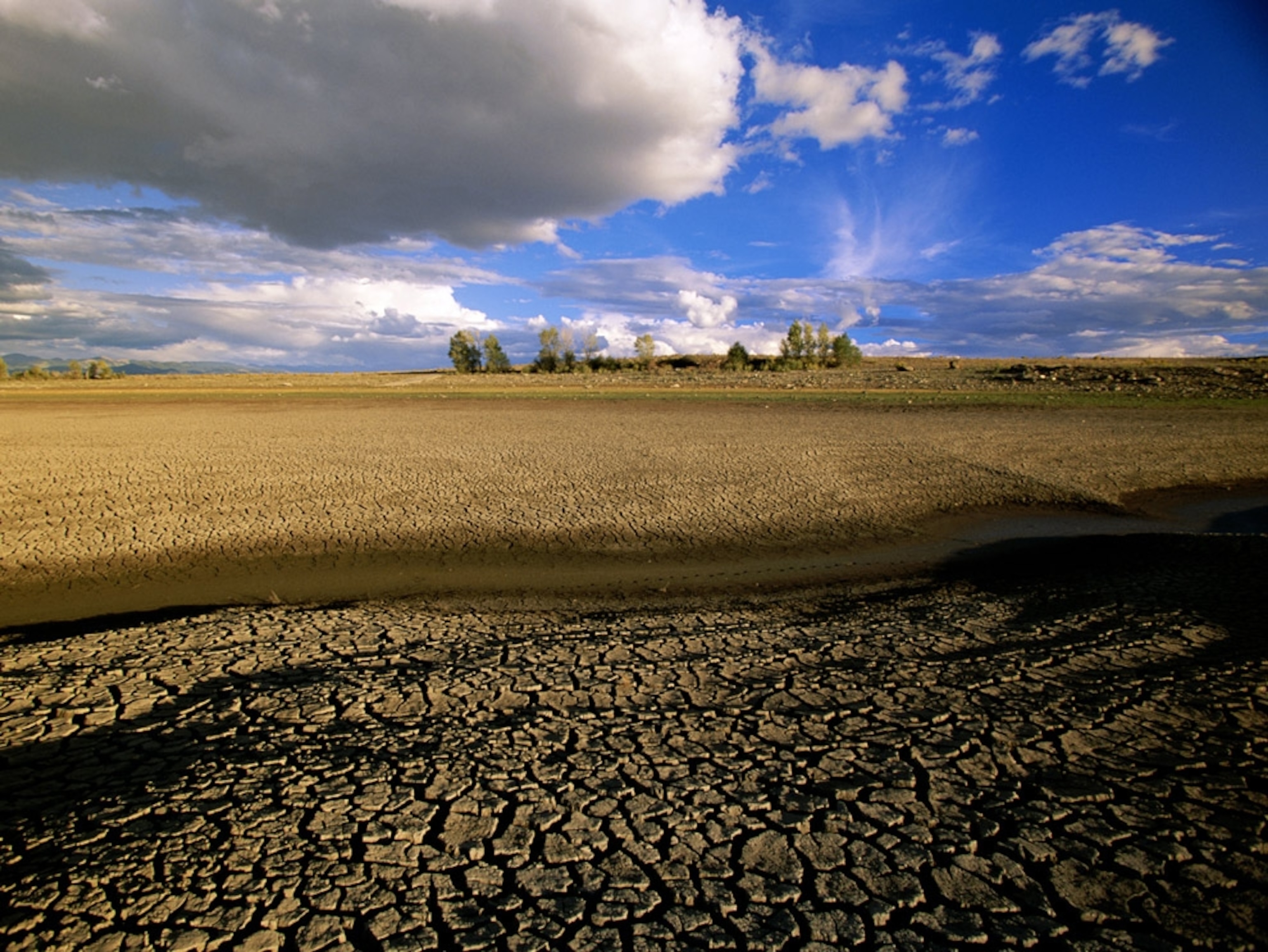 Dried and cracked bed of Smith Reservoir during long drought.