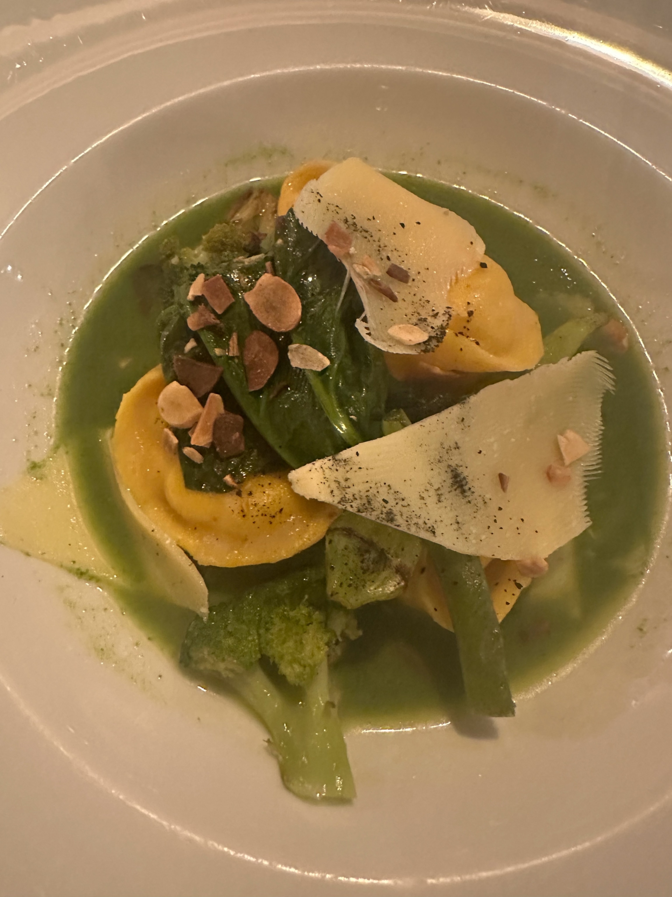 turmeric tortellini entrée at restaurant