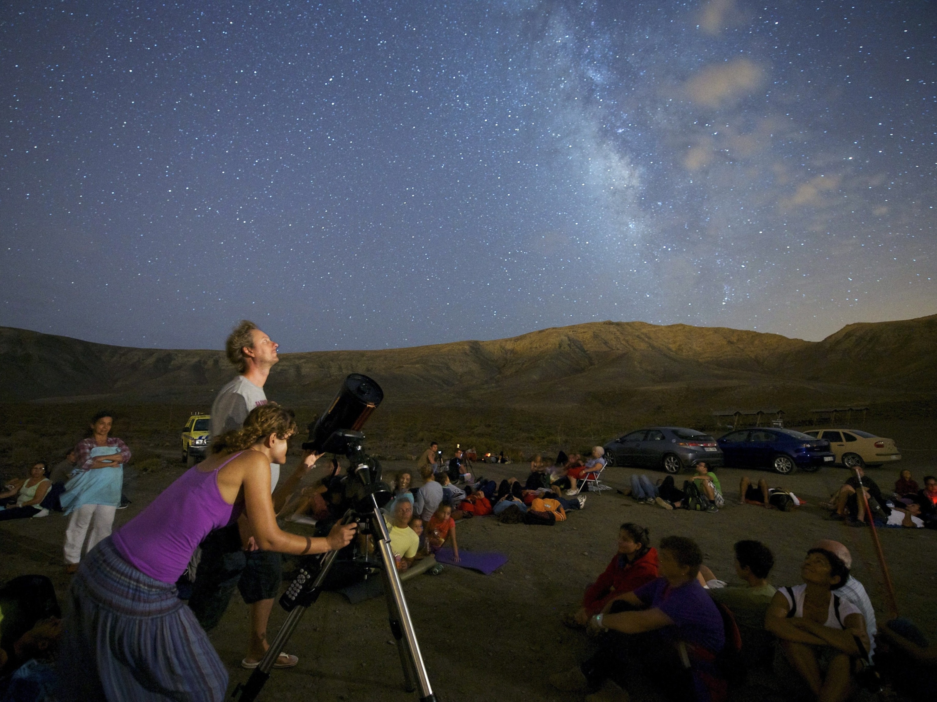 People watch for meteors in Atalayita, Canary Islands.