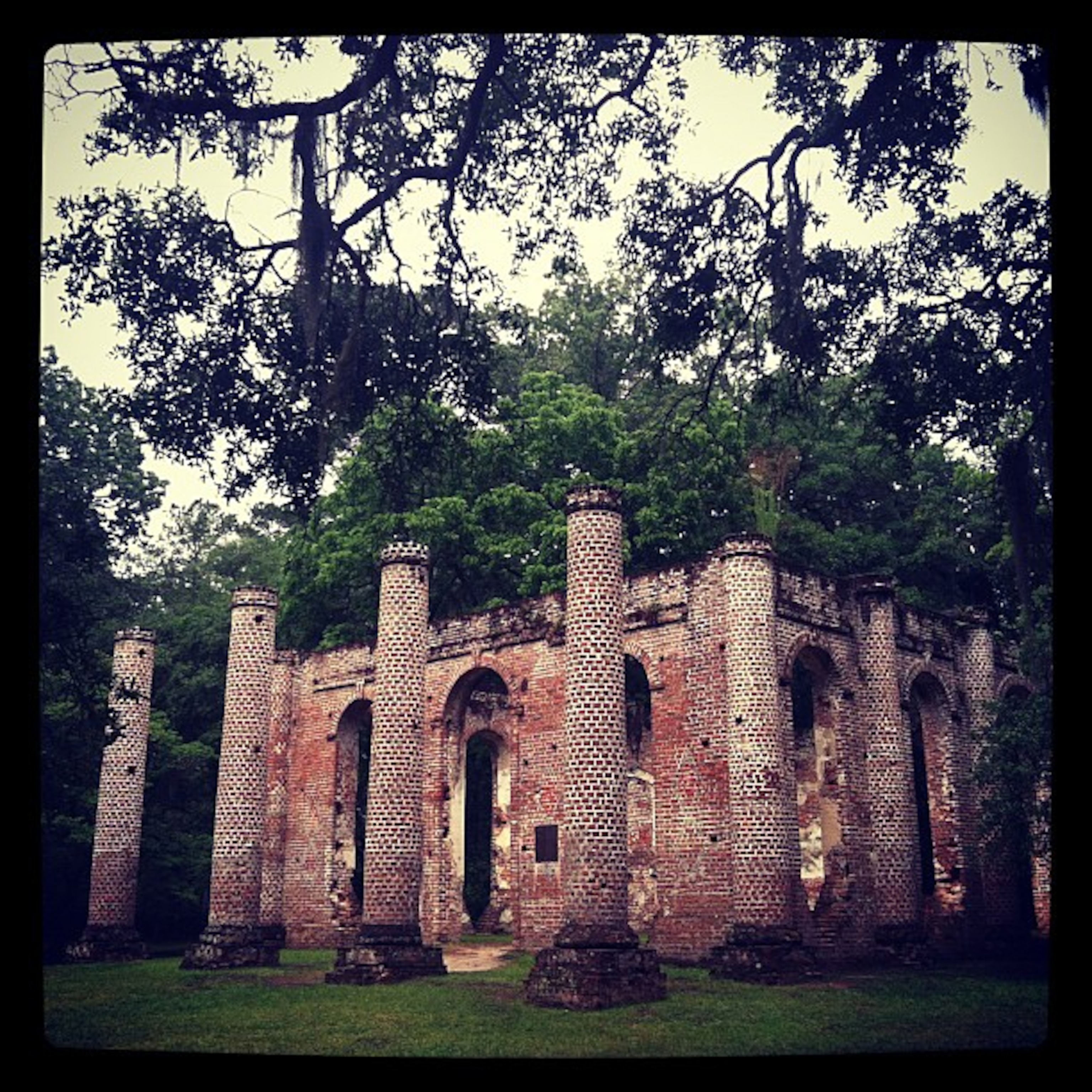 Instagram shot of Sheldon Church ruins in South Carolina