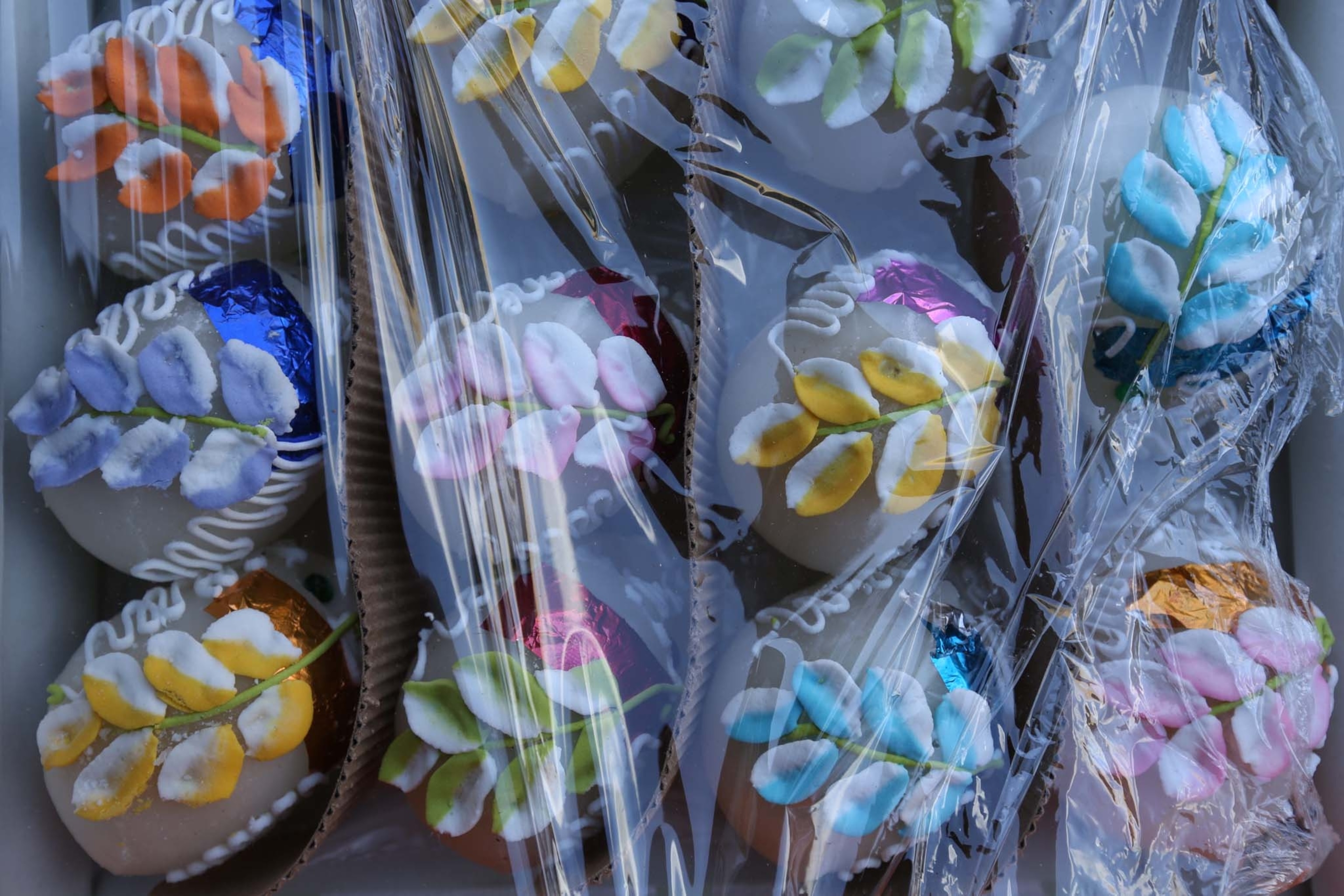 sugar skulls, a day of the dead treat are displayed