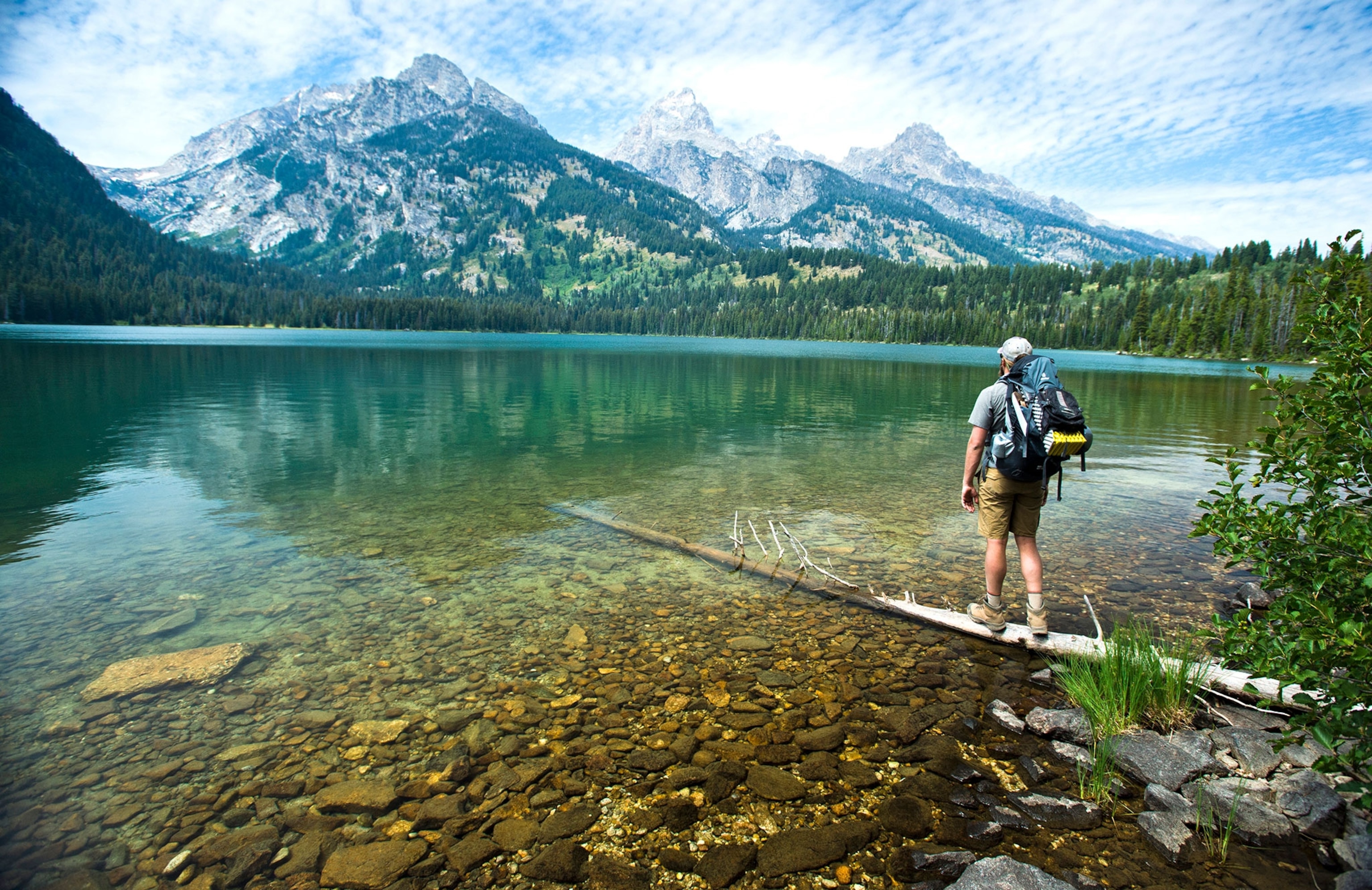 a hiker in the Grand Teton Mountains, Jackson Hole, Wyoming