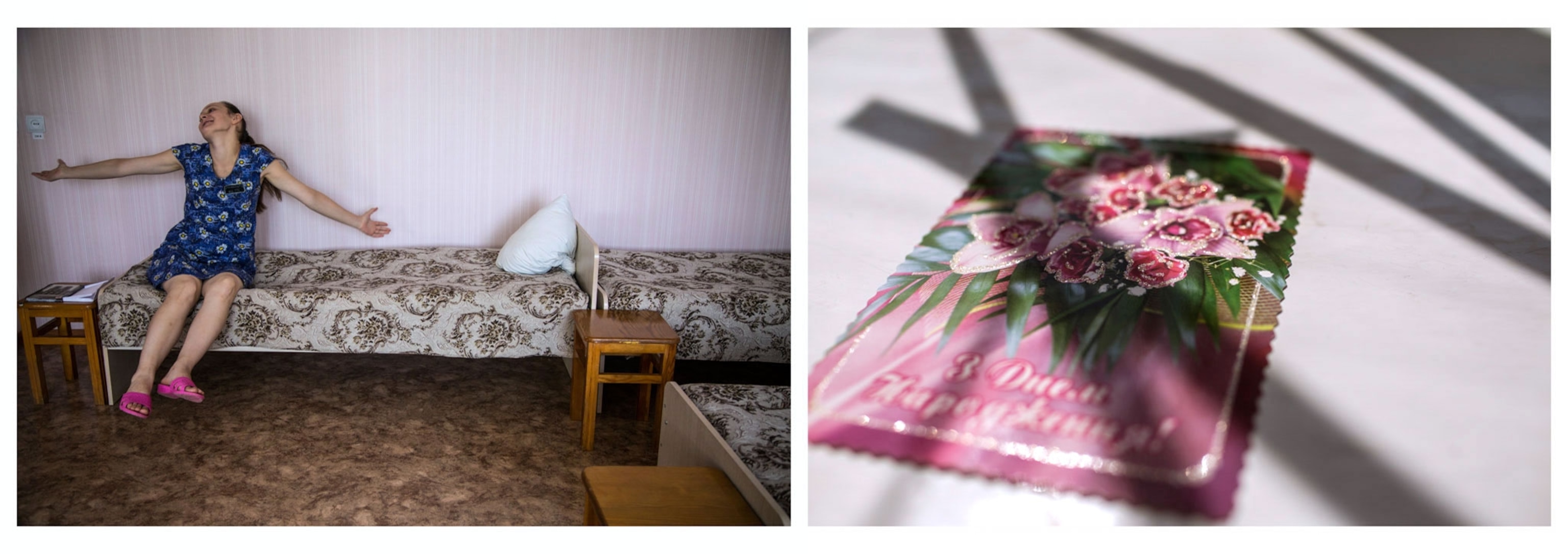 ''I want to tell you about my postcards. Each card is associated with the memory of the person who wrote it; the kind of person, his character, and the relationship you have with him. And it makes you realize that this person left an imprint on your life and perhaps taught you certain things. I have different associations with them – some are good; some not as much. And that’s because different people left a different imprint on my soul. But when I think of it now, I'm trying to look at certain things differently, and I am trying to better understand people and become aware of the mistakes I’ve made. One of the cards, the most important one for me, is from my mom and dad. When I first arrived here, I was really worried that I would not have a good relationship with my parents, that they wouldn’t like me anymore. And when I got the birthday card, I realized that they remember me and love me and that our relationship remained the same. I am so far away from them, but I'll come back and be reunited with them.''—Marina