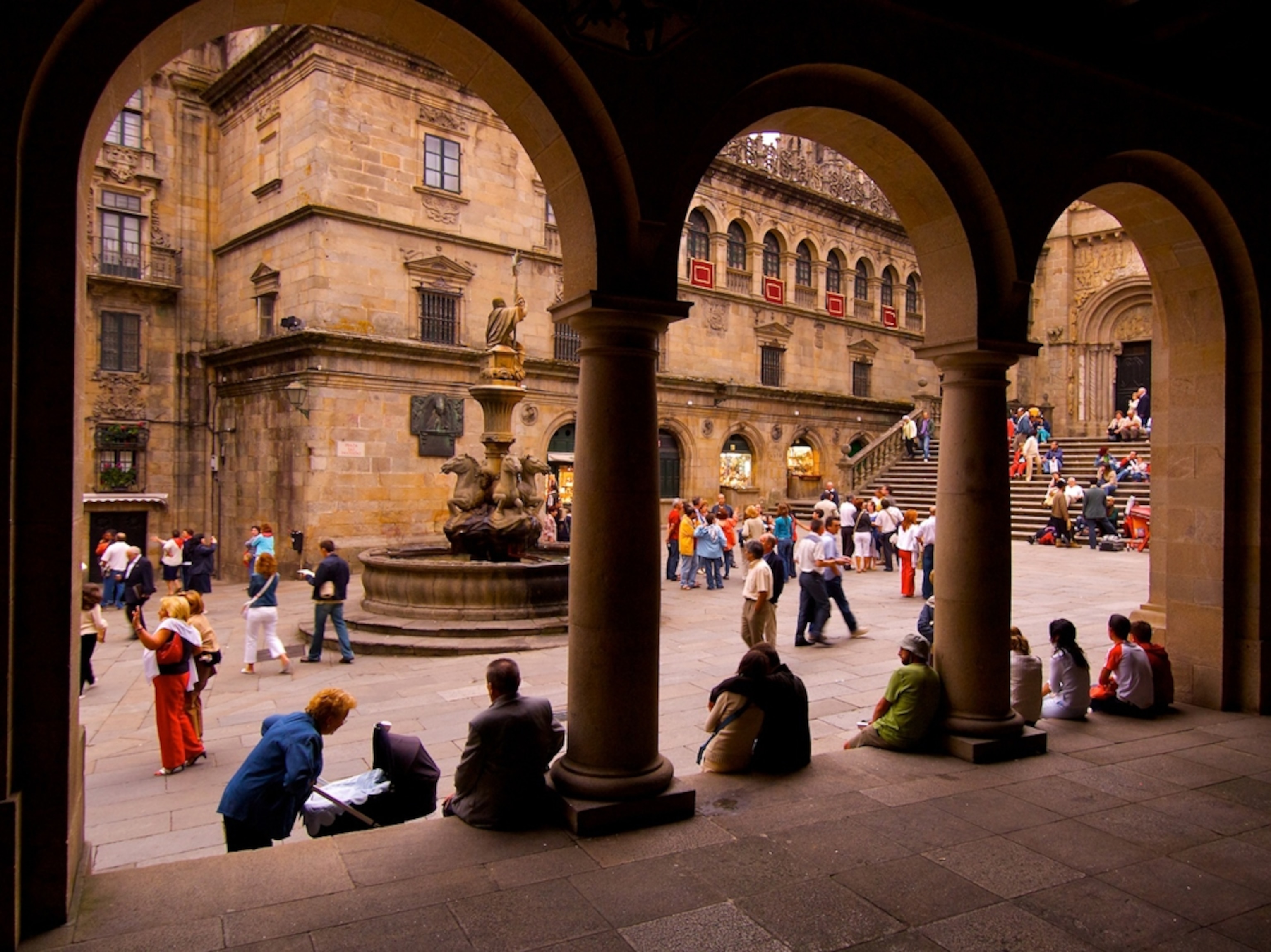 the Plaza next to the cathedral in Santiago de Compostela, Galicia