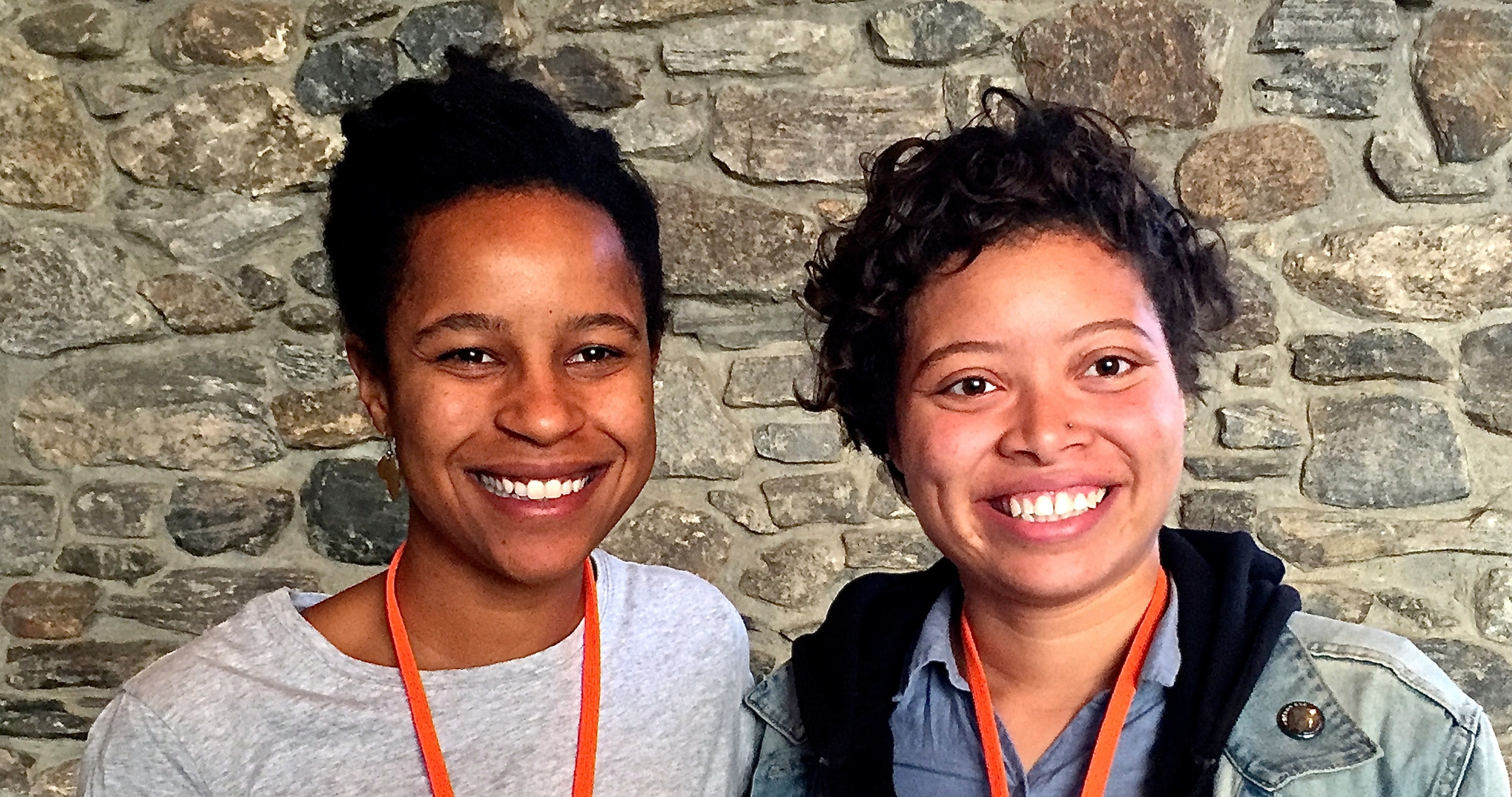 Michele Hatchette (left), cofounder of the nonprofit HarlemSeeds, and Courtney Pure, who farms on Long Island, NY, at the Stone Barns Young Farmers Conference. Photograph by Maryn McKenna