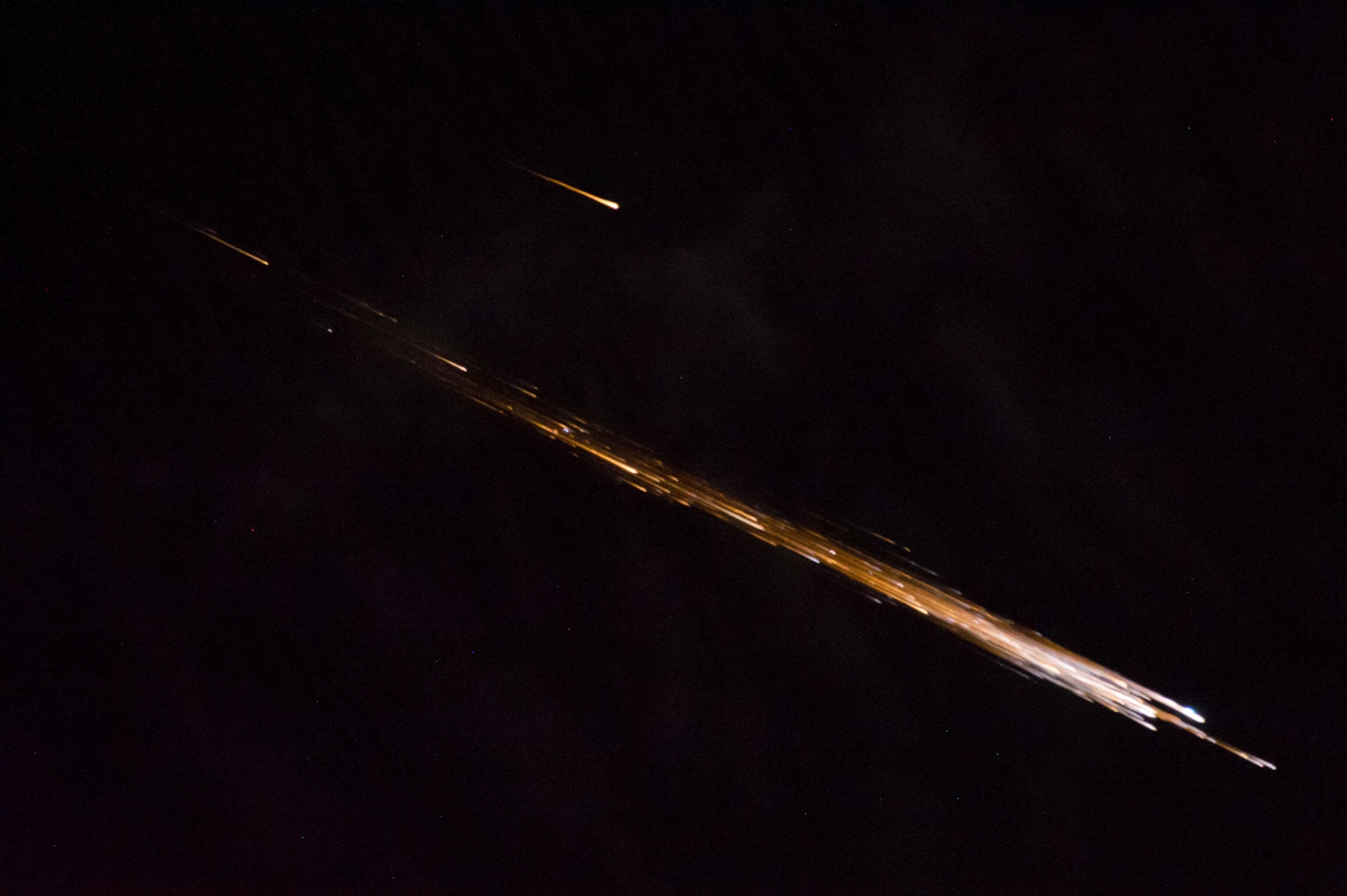 Cygnus cargo carrier spacecraft breaking up in Earth's atmosphere.