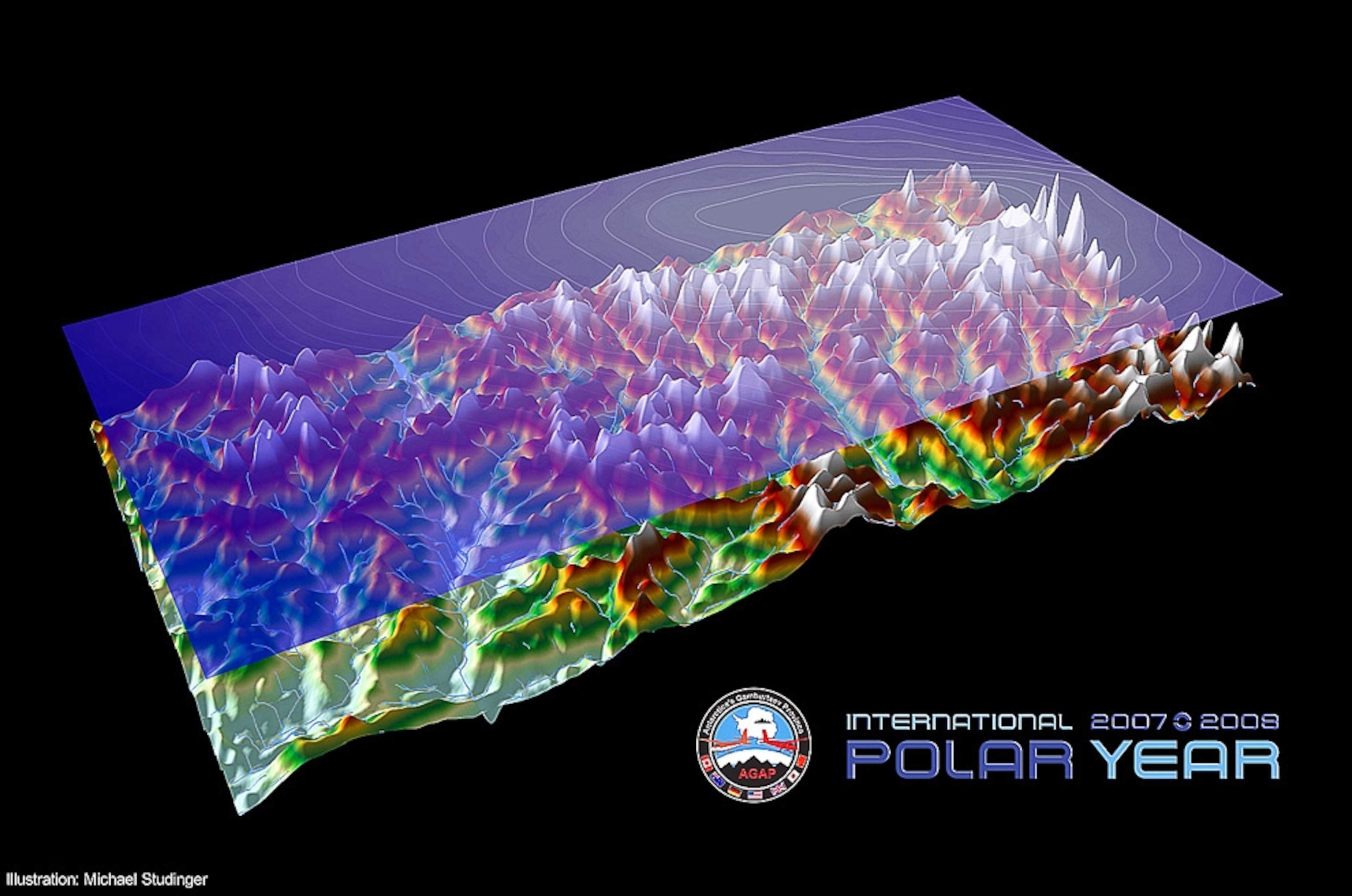 Radar picture of Antarctica's ice-covered Gamburtsev Mountains, or "ghost mountains"