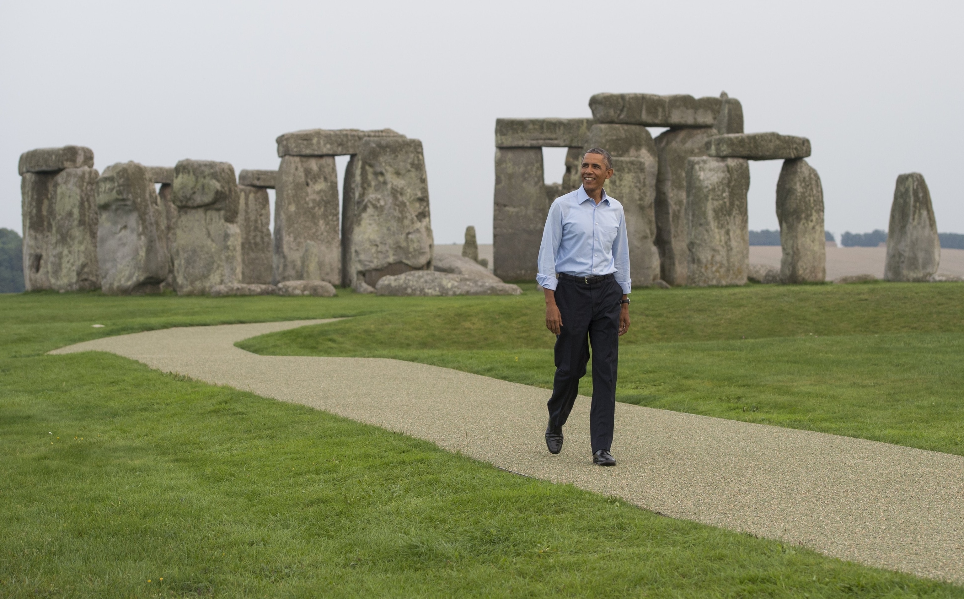 President Barack Obama tours Stonehenge in Amesbury, Wiltshire, England, September 5, 2014.