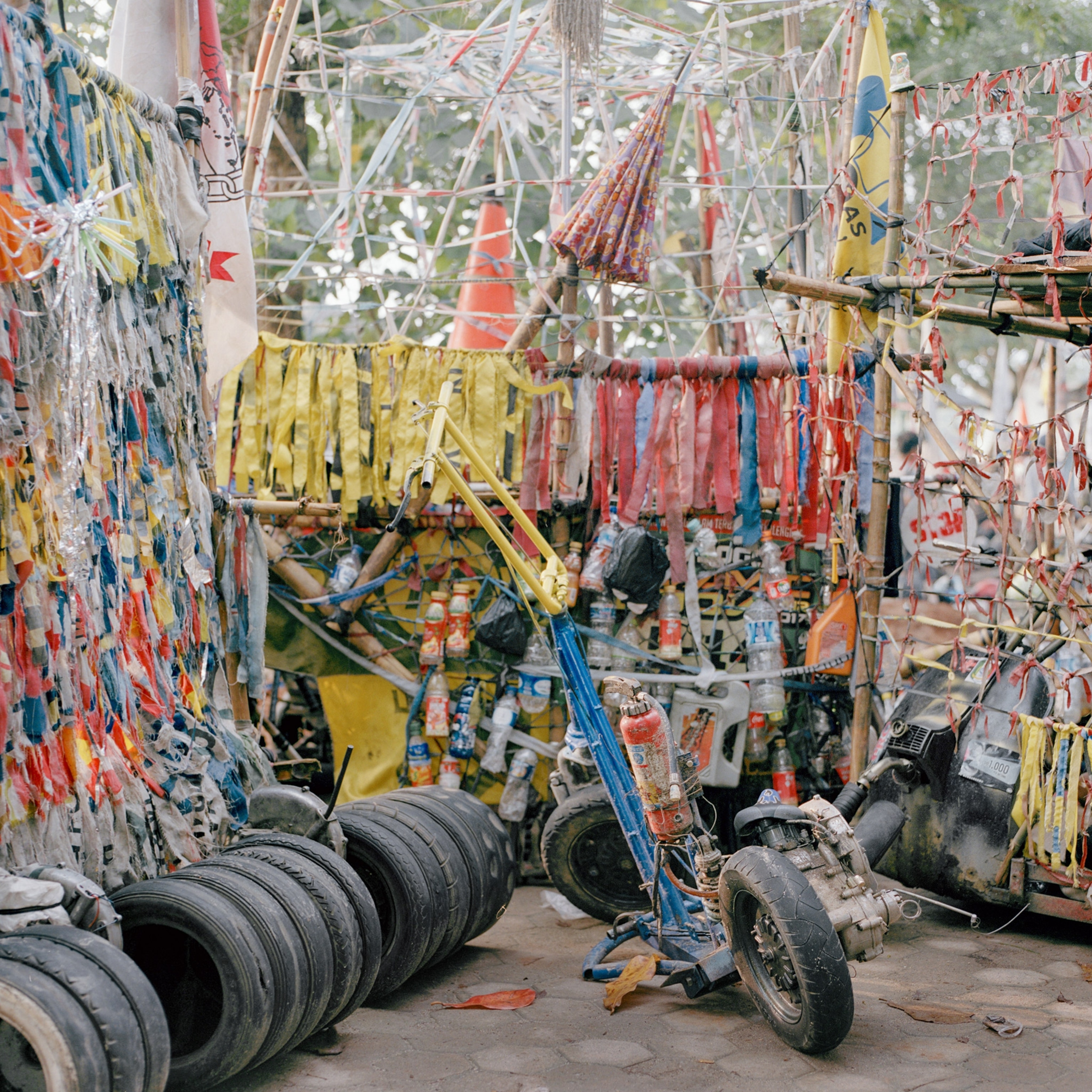 the set up at a vespa gathering in Sumatra, Indonesia