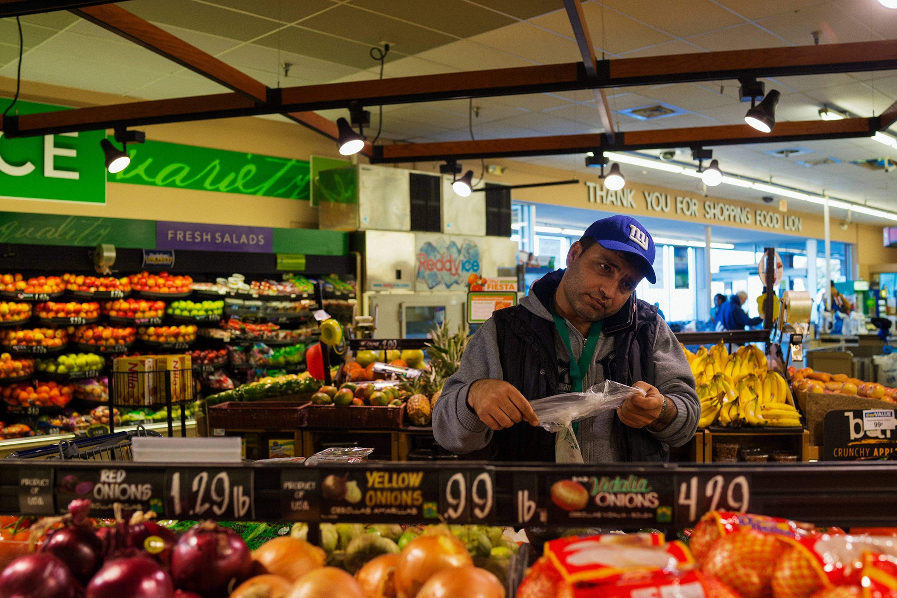 a man shopping in a grocery store