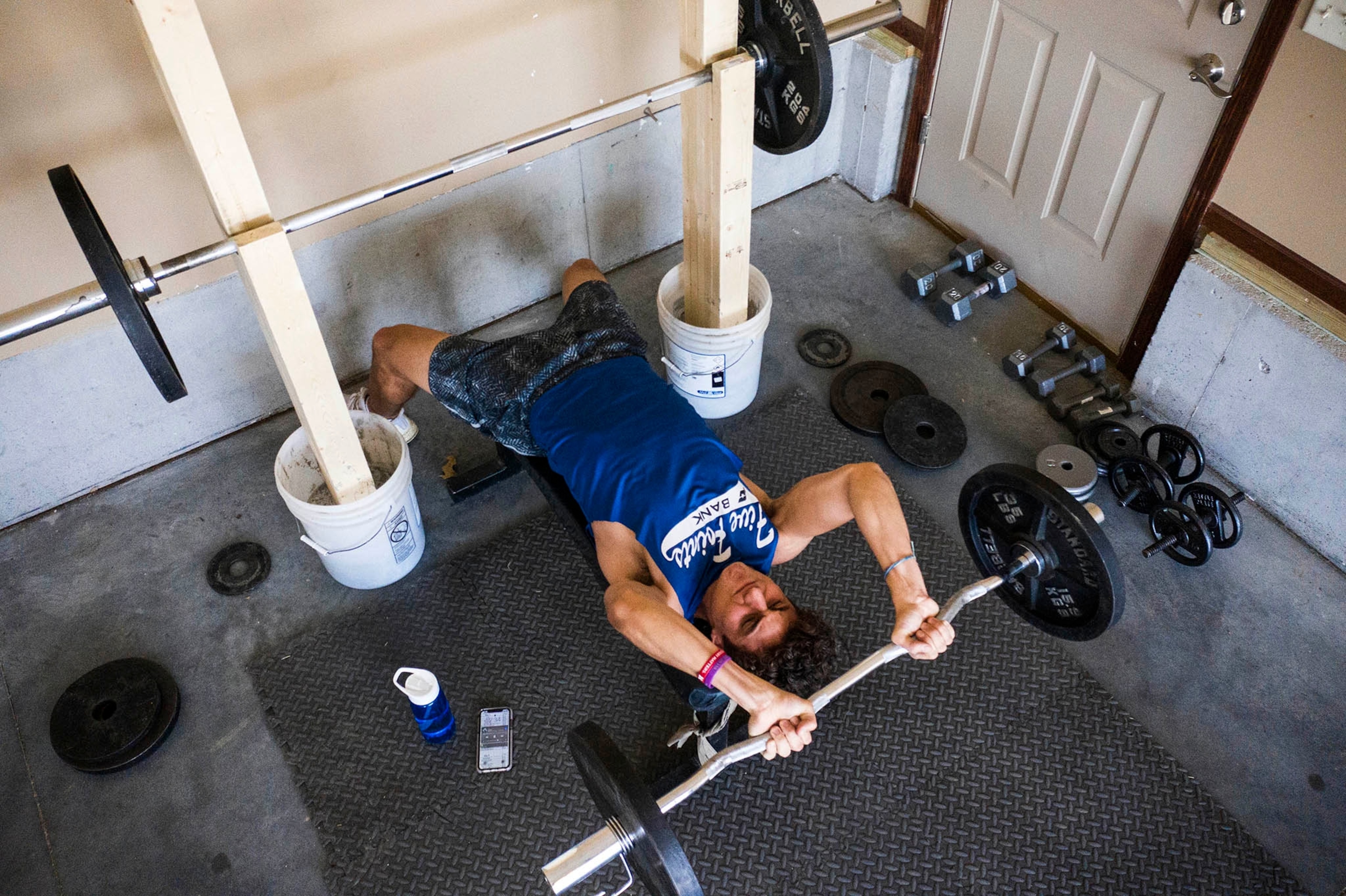 young man doing free-weight.