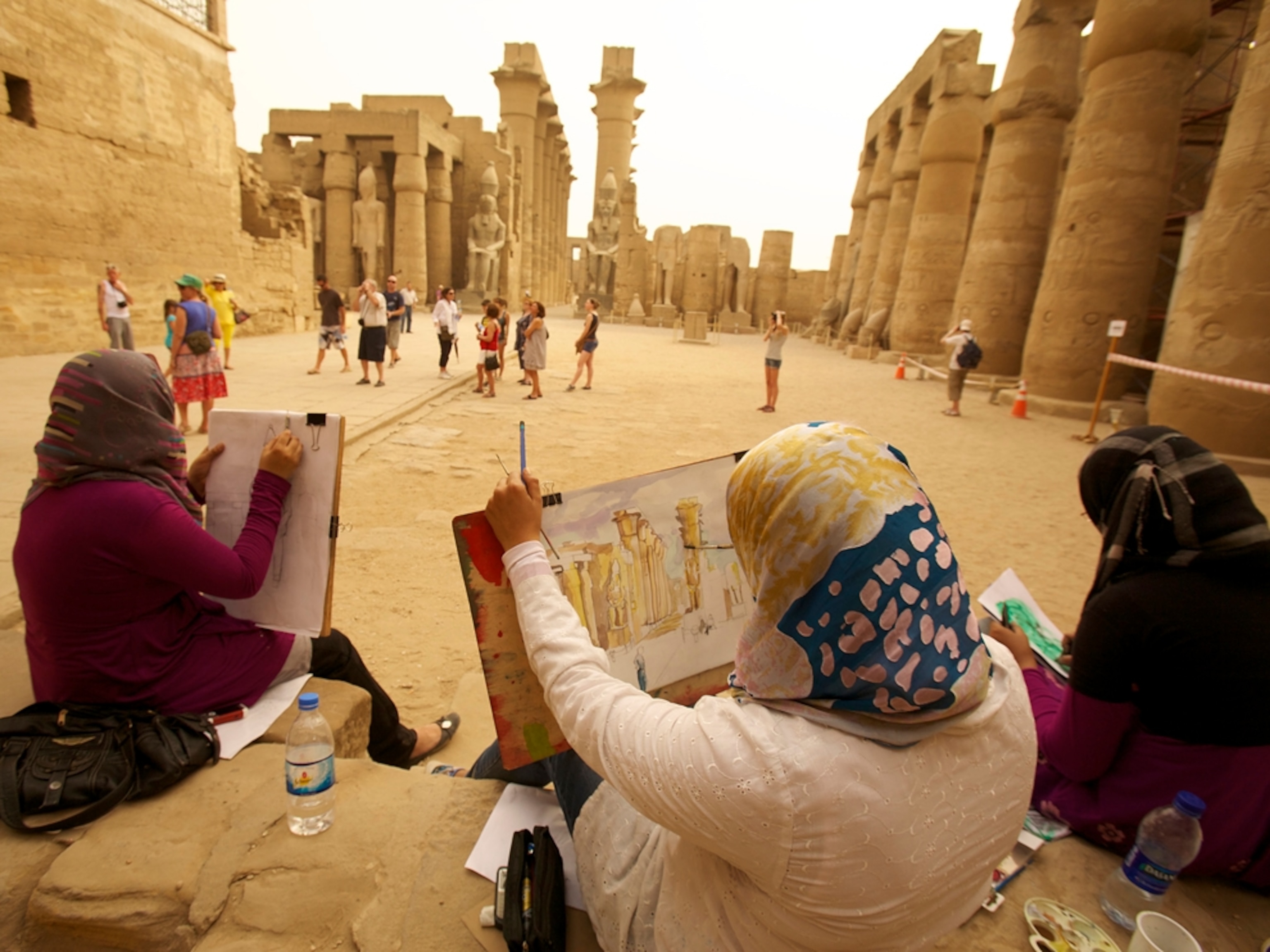 Art students at Luxor Temple