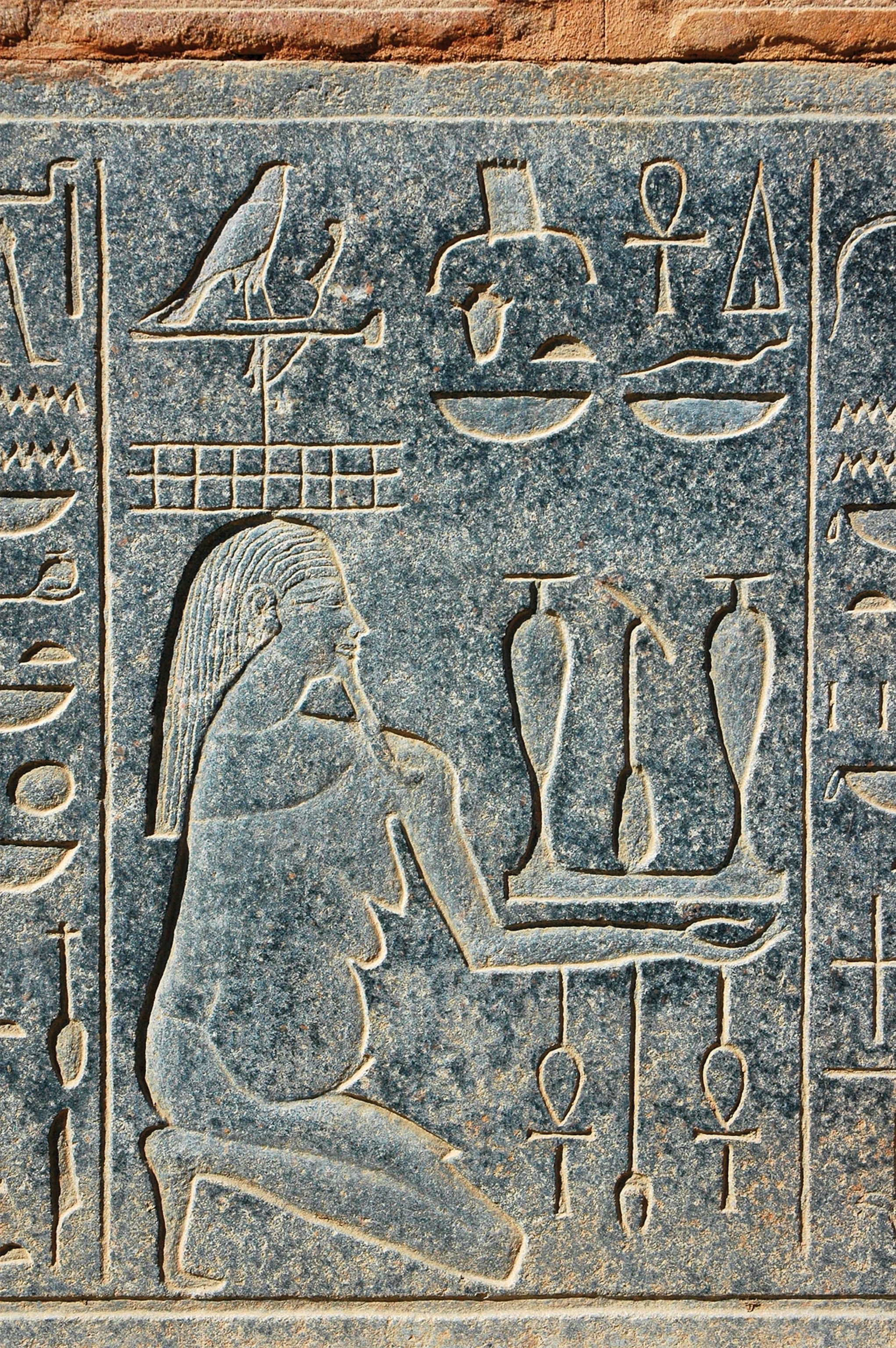 Hapy is pictured on the outer wall of the Red Chapel of Queen Hatshepsut at Karnak.