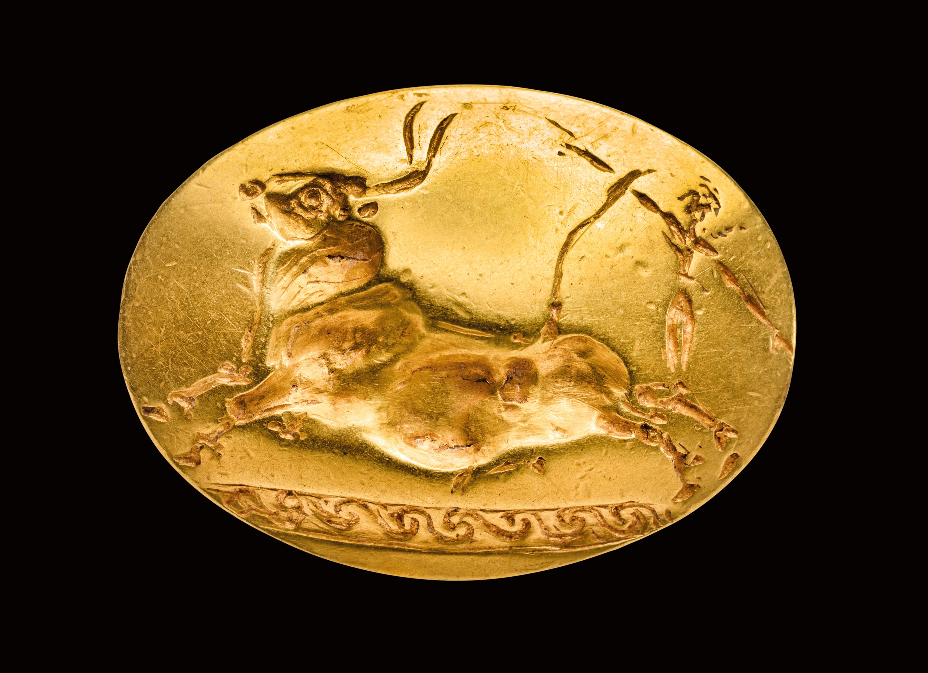 Leaping bulls, like the one depicted on the Griffin Warrior’s ring, were iconic in Minoan art.