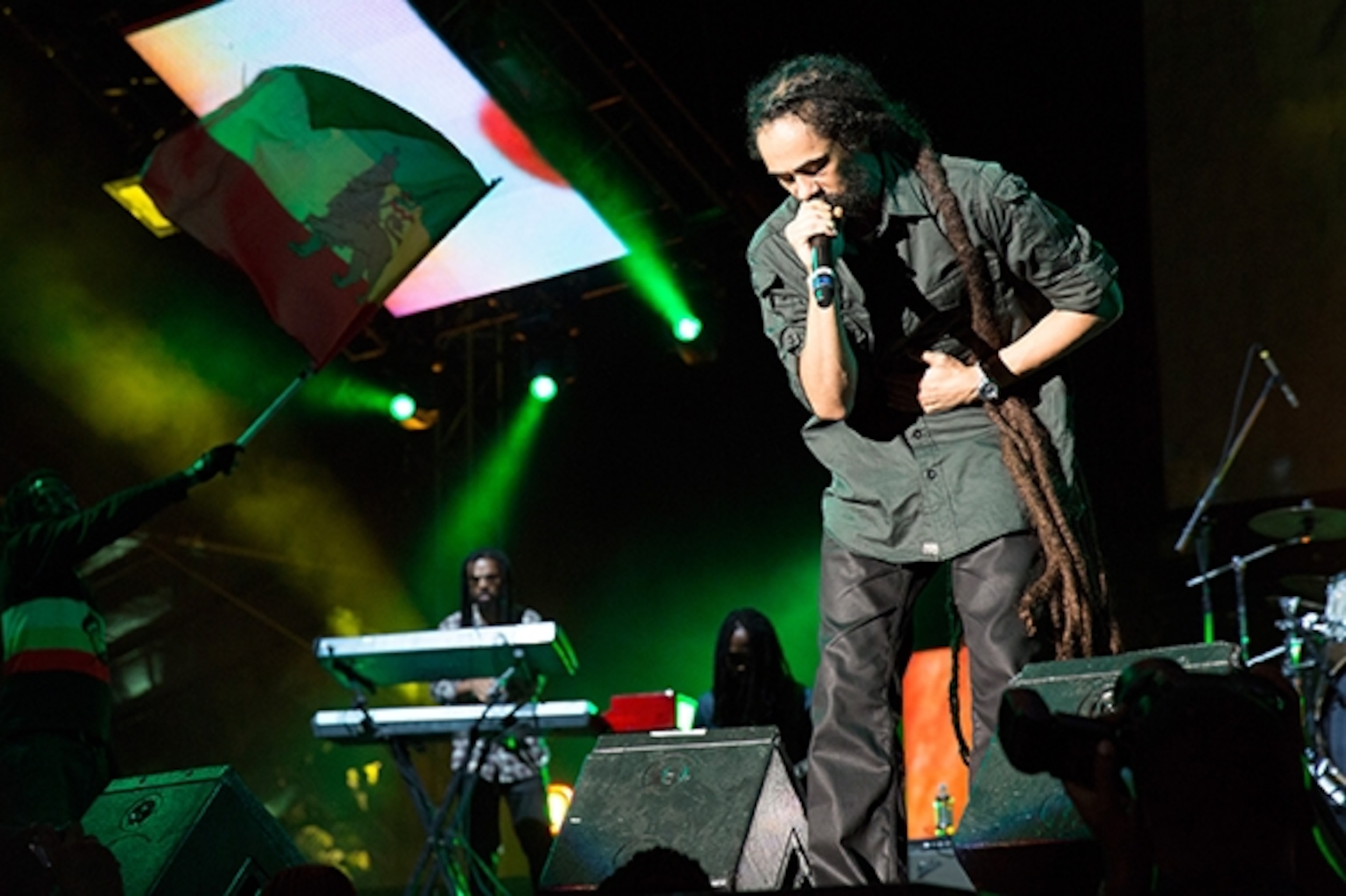 Bob Marley's son, Damian, on stage at the Reggae Sumfest in 2013 (Photo by Shelby Soblick/Getty Images)