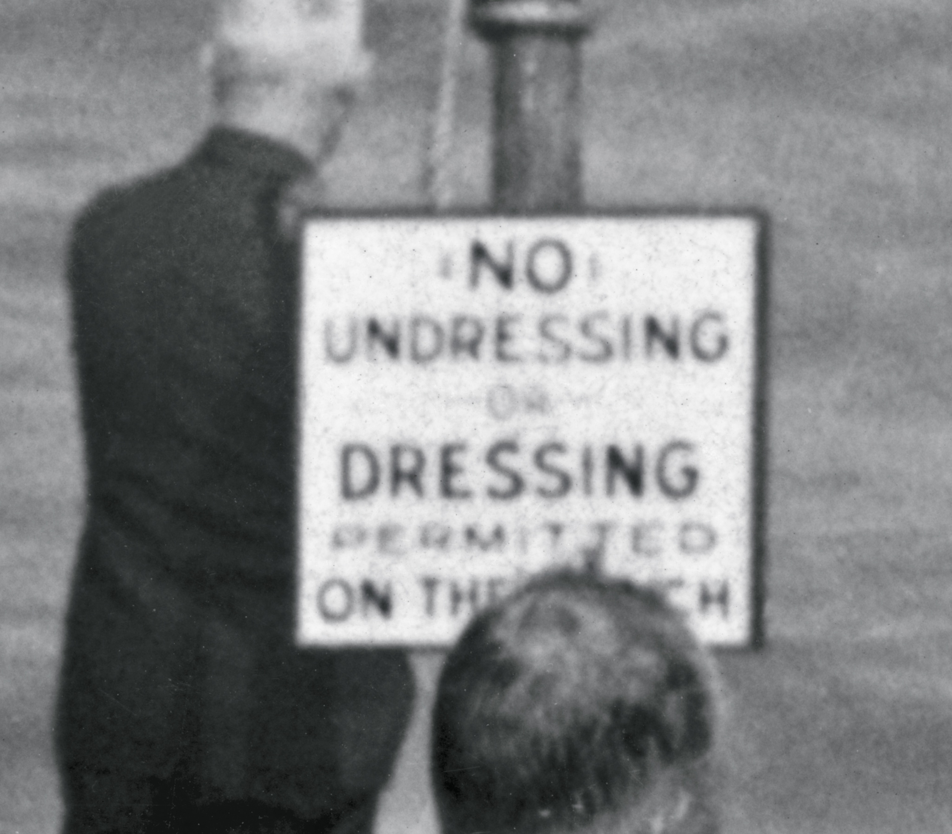 a sign on the beach at Asbury Park, New Jersey, in 1929